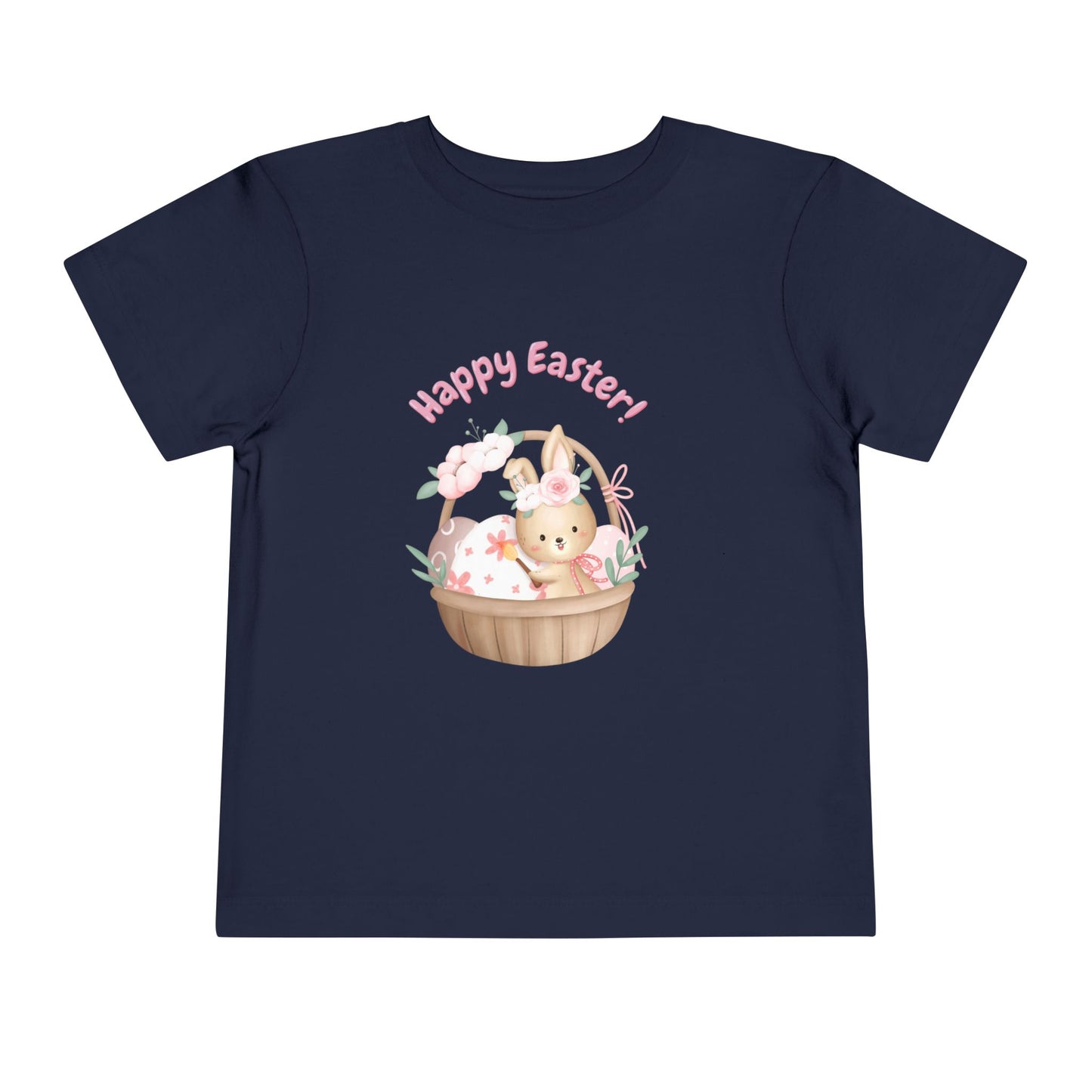 Toddler Tee — "Happy Easter" Bunny Basket Spring Shirt