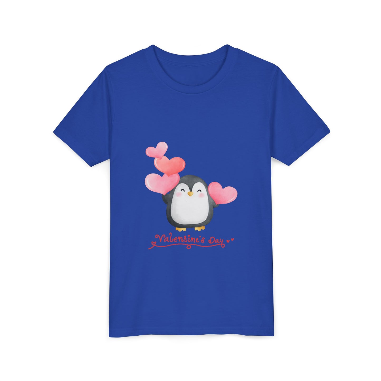 Valentine's Day Youth Tee – Cute Penguin with Hearts