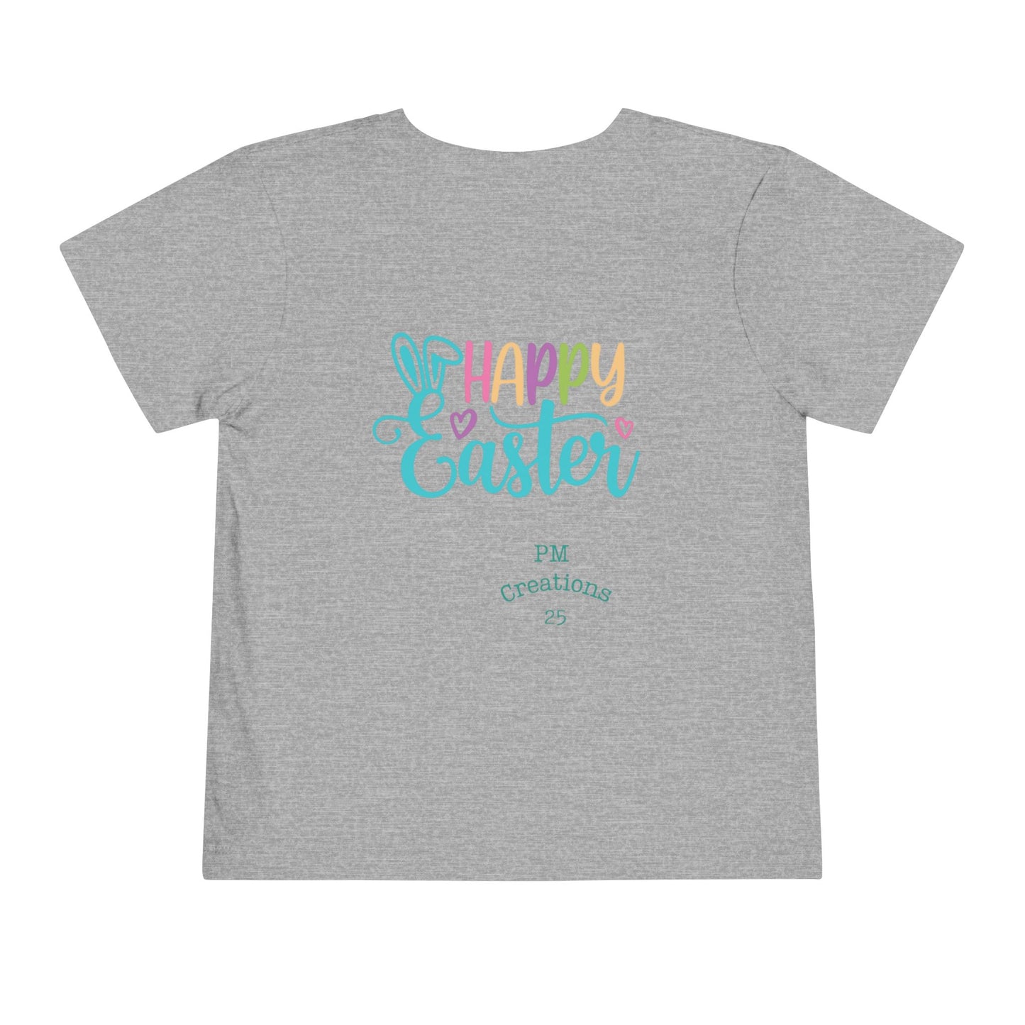 Toddler Tee — "He Is Risen" Easter Cross & Happy Easter Pastel Design