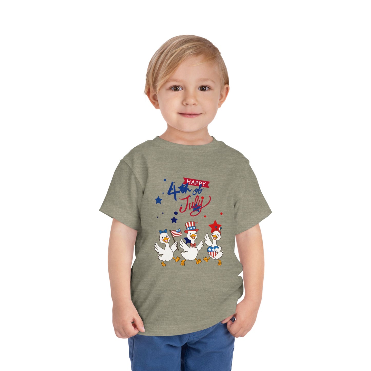 4th of July Toddler Tee — Patriotic Ducks Kids Short Sleeve Shirt