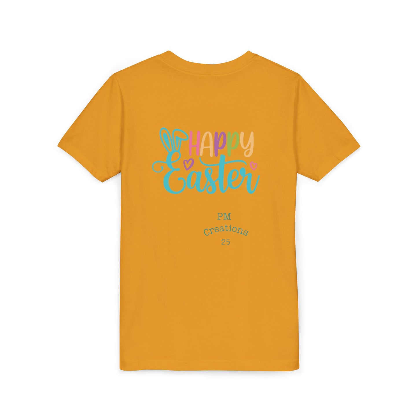 Youth Easter Tee — 'He Is Risen' Cross & 'Happy Easter' Pastel Kids Shirt