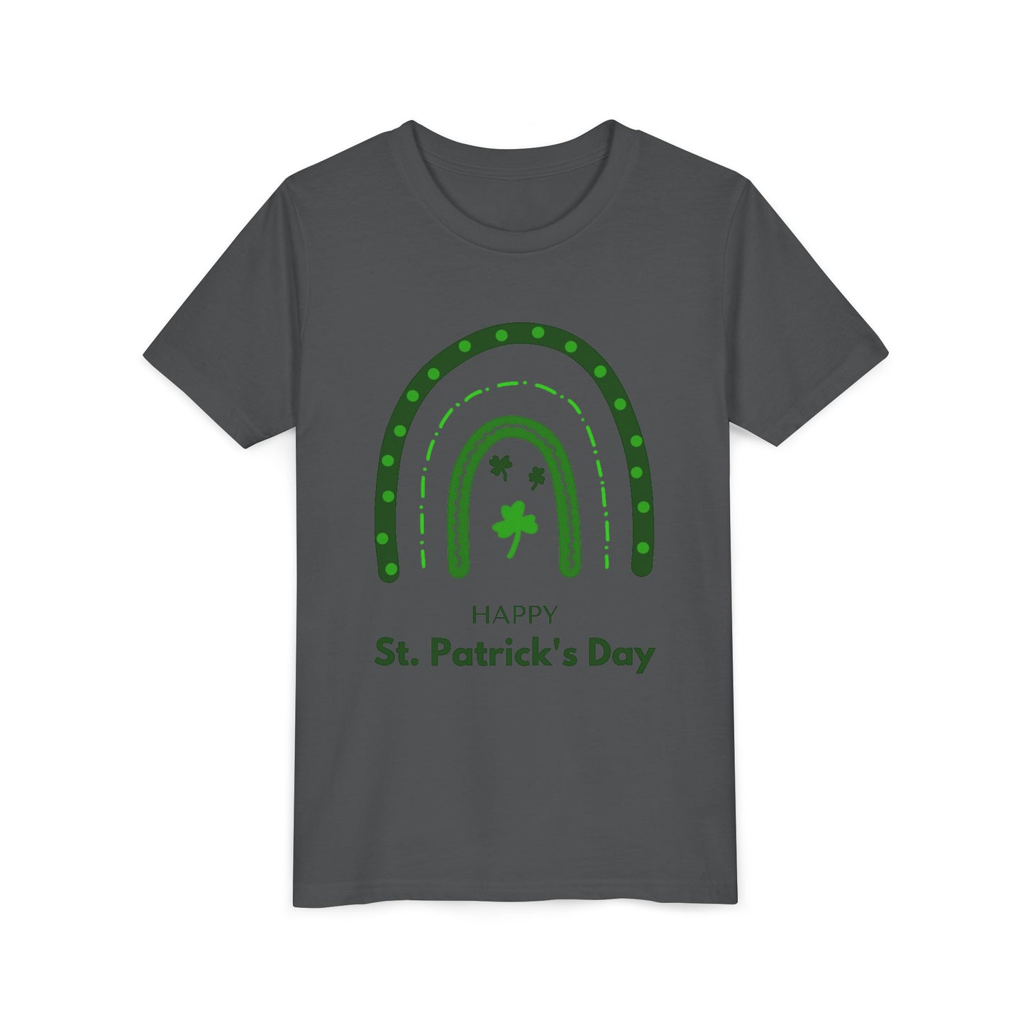 Happy St. Patrick's Day Youth Tee - Rainbow Shamrock Shirt