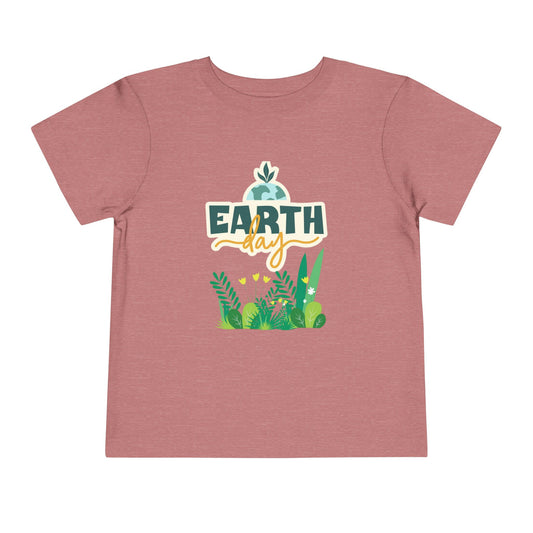 Earth Day Toddler Tee — "Earth Day" Green Plant Graphic Kids Shirt
