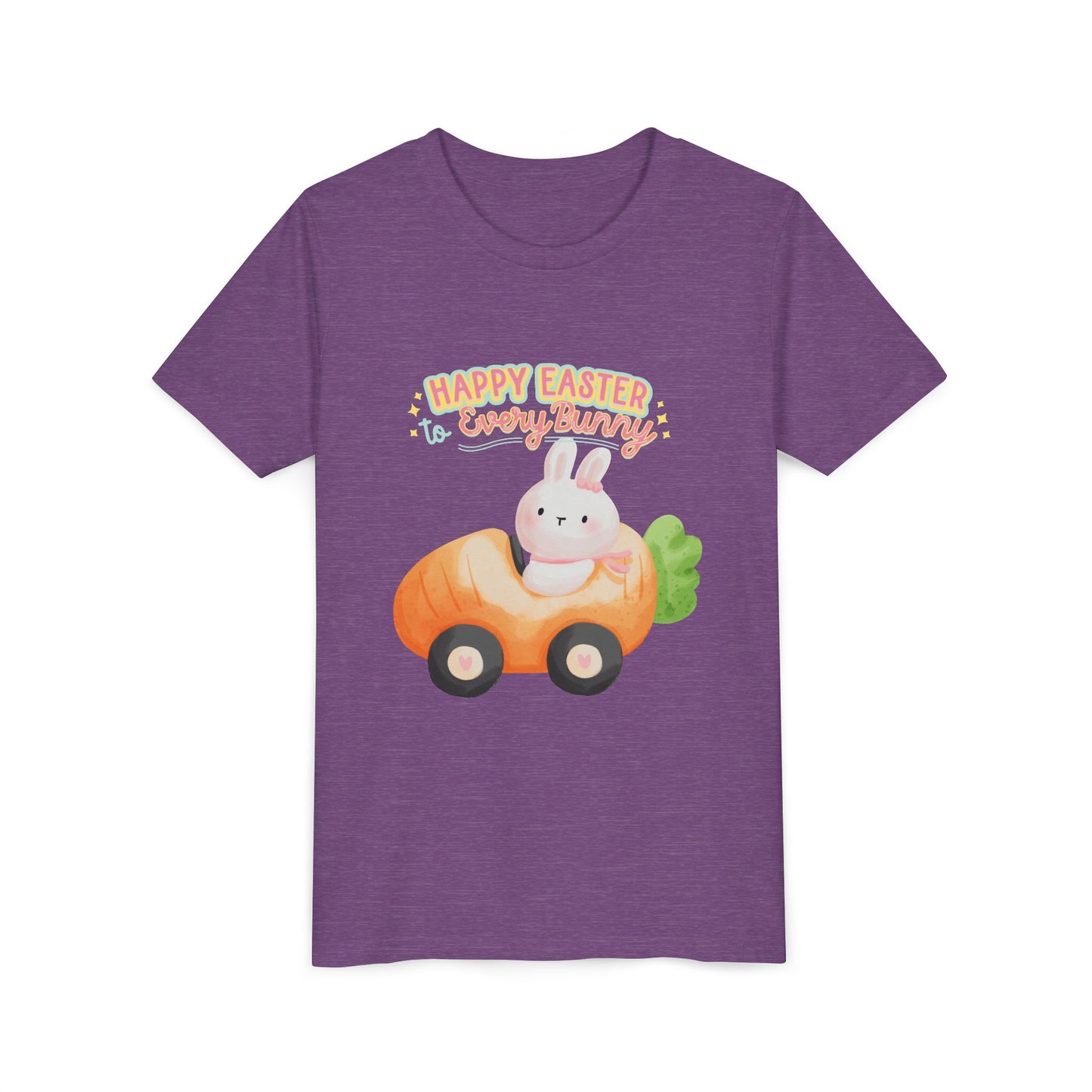 Easter Kids T‑Shirt — "Happy Easter to Every Bunny" Cute Bunny in Car Graphic
