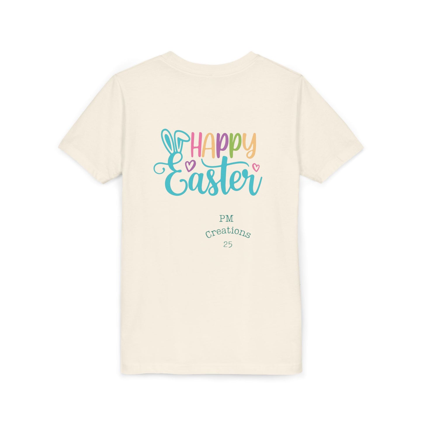 Youth Easter Tee — 'He Is Risen' Cross & 'Happy Easter' Pastel Kids Shirt