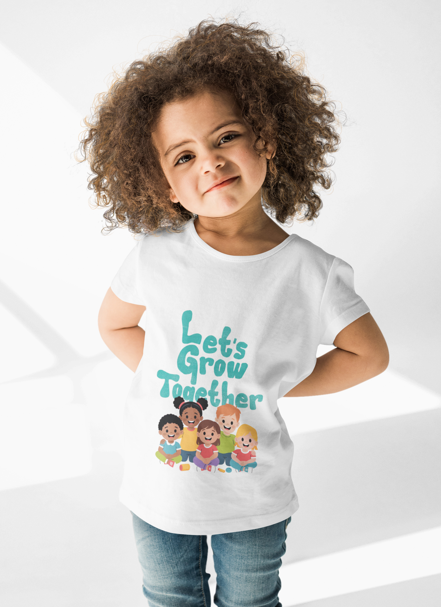Toddler Tee — "Let's Grow Together" Multicultural Kids Graphic Shirt
