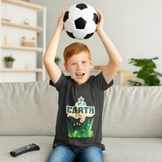 Earth Day Youth T‑Shirt – 'Earth Day' Green Nature Graphic Tee for Kids