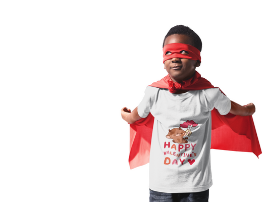 Valentine’s Day Youth Tee — Cute Boar with Hearts "Happy Valentine’s Day"