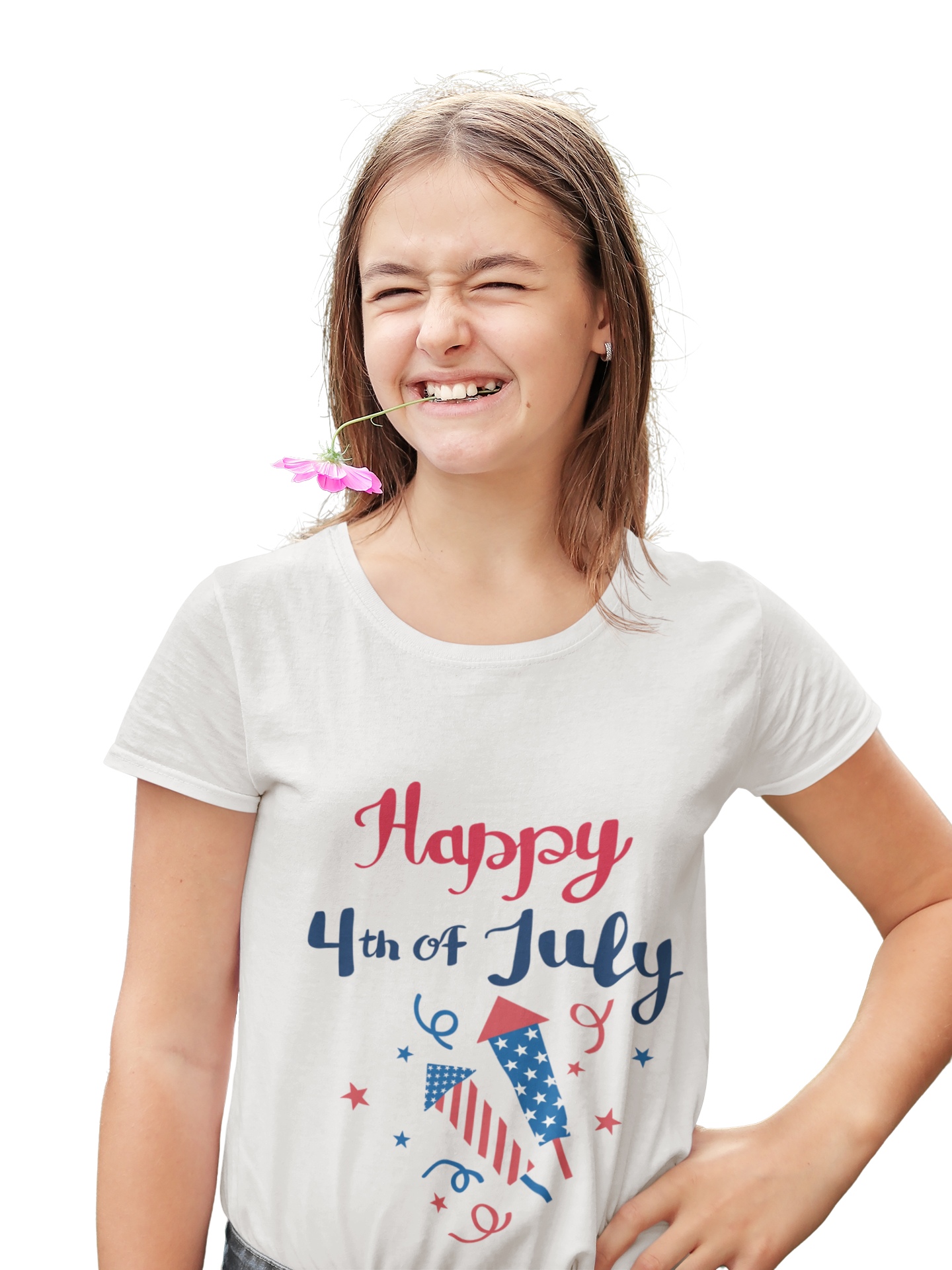 4th of July Youth T‑Shirt – Happy 4th of July Fireworks Graphic