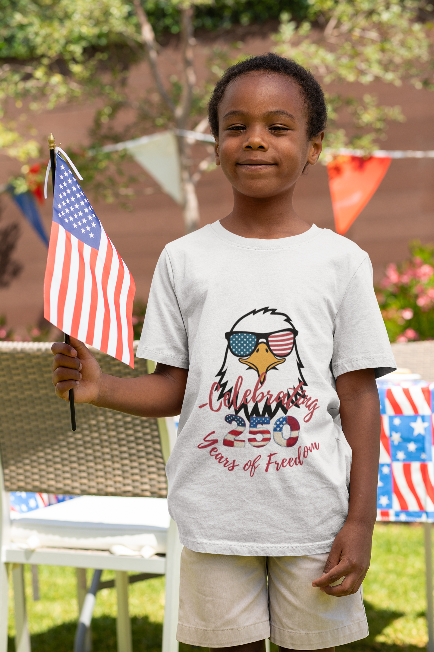Toddler Tee — "Celebrating 250 Years of Freedom" Patriotic Eagle 4th of July Shirt