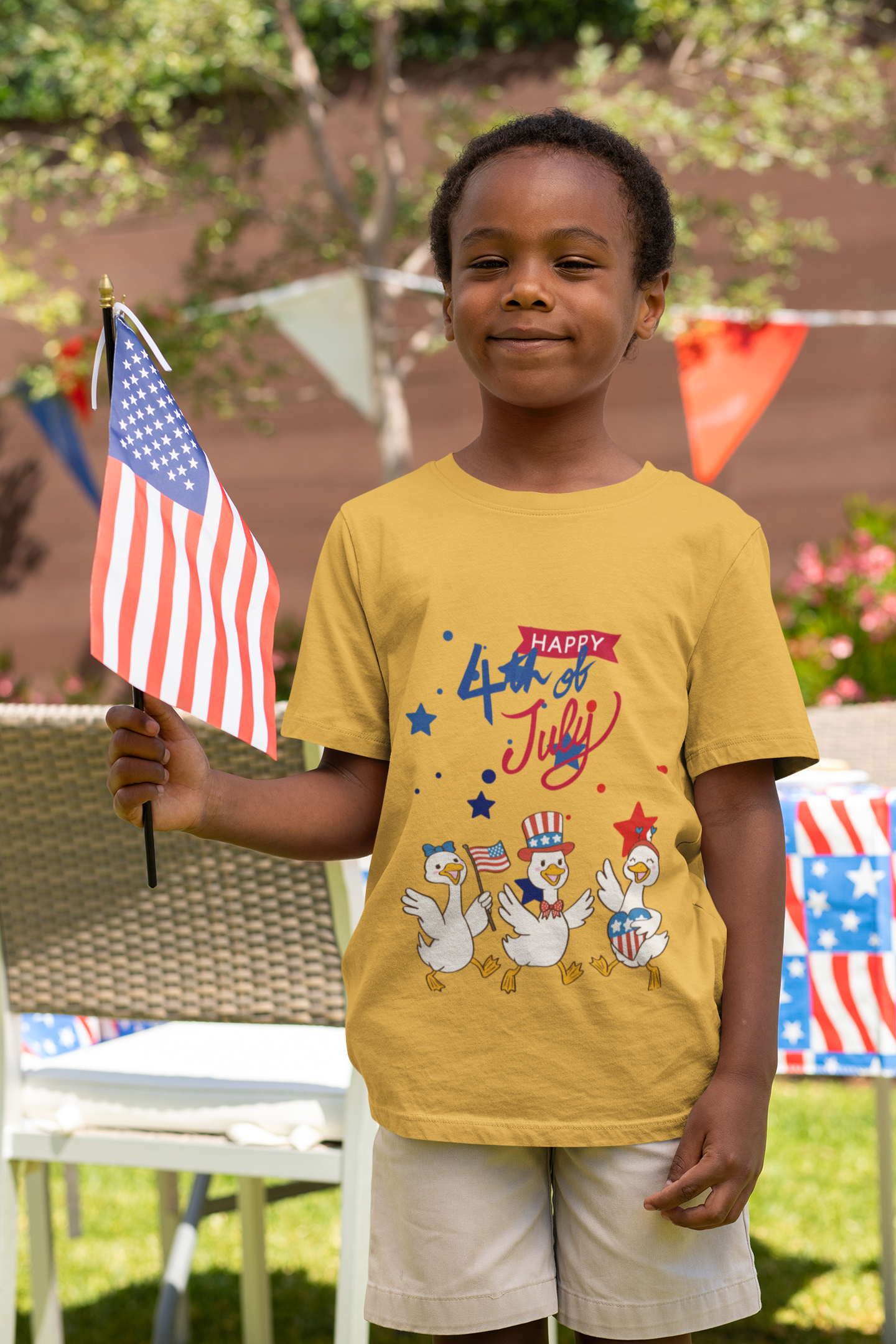 4th of July Kids T-Shirt — Patriotic Duck Trio Youth Tee