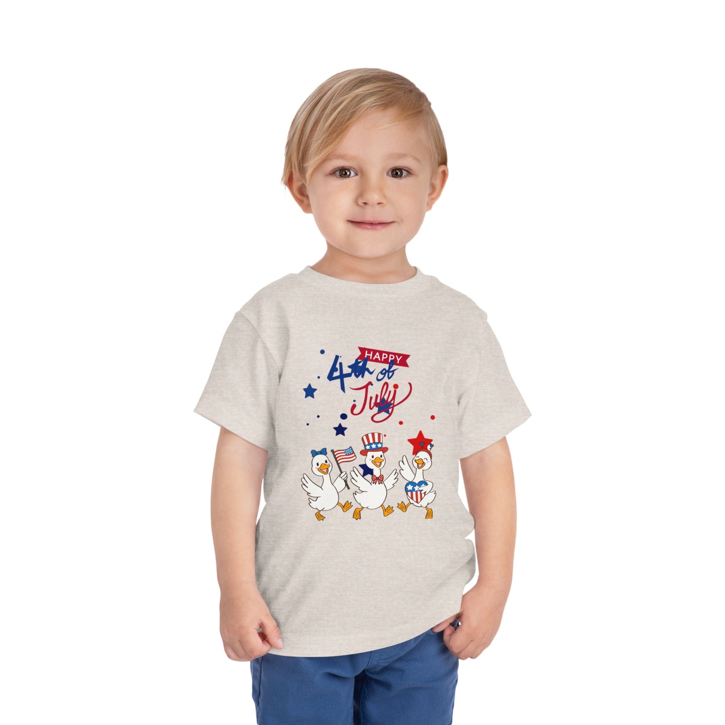 4th of July Toddler Tee — Patriotic Ducks Kids Short Sleeve Shirt