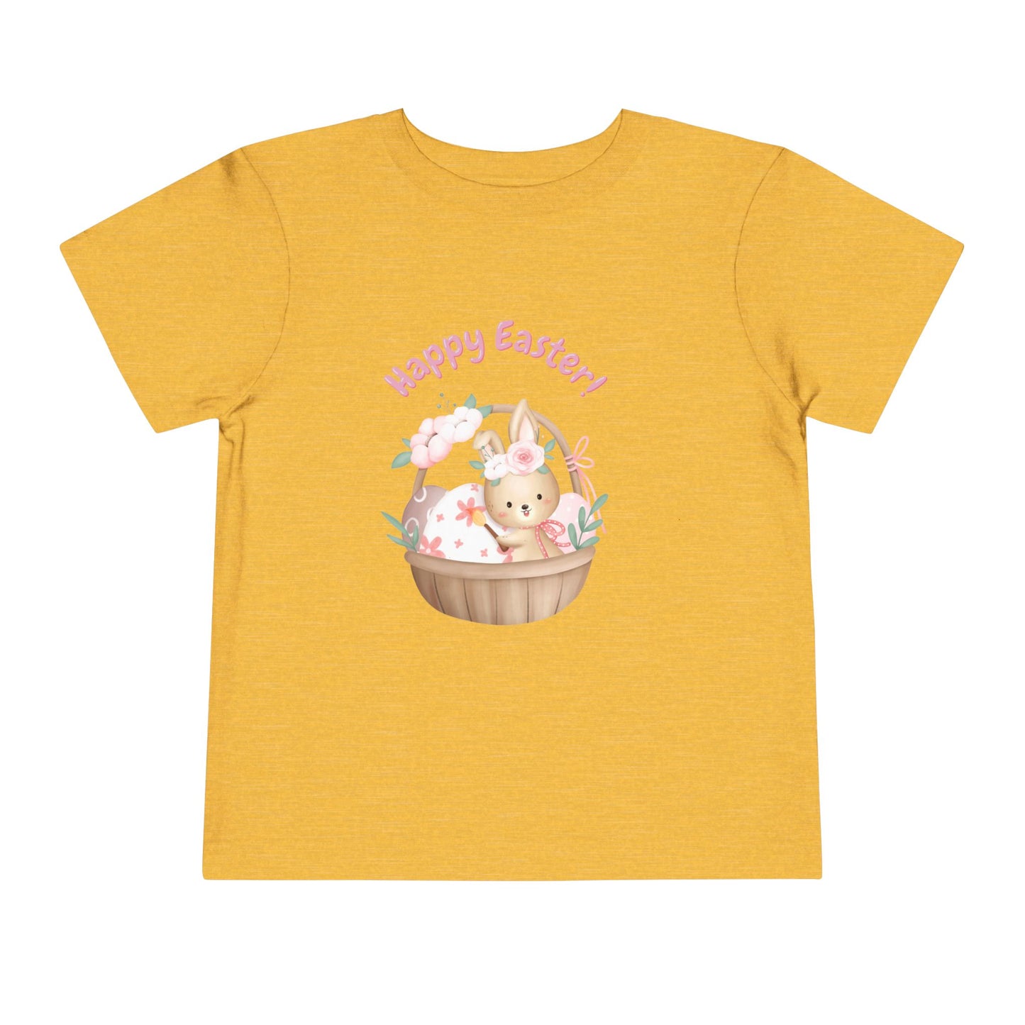 Toddler Tee — "Happy Easter" Bunny Basket Spring Shirt