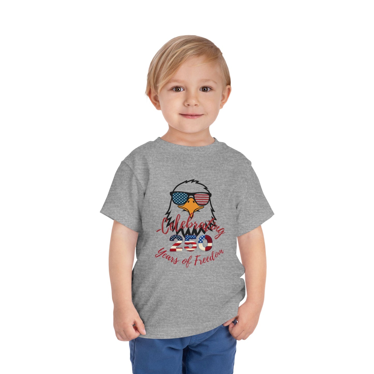 Toddler Tee — "Celebrating 250 Years of Freedom" Patriotic Eagle 4th of July Shirt