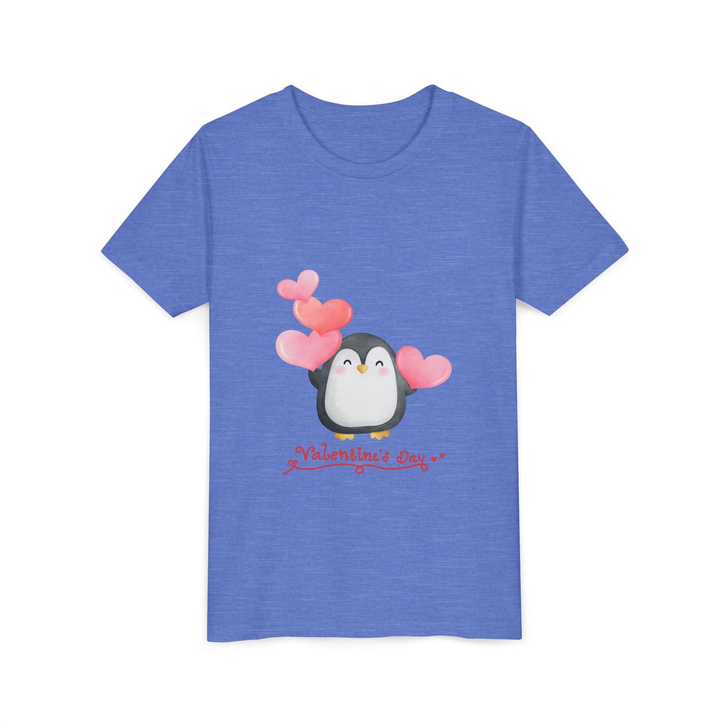 Valentine's Day Youth Tee – Cute Penguin with Hearts