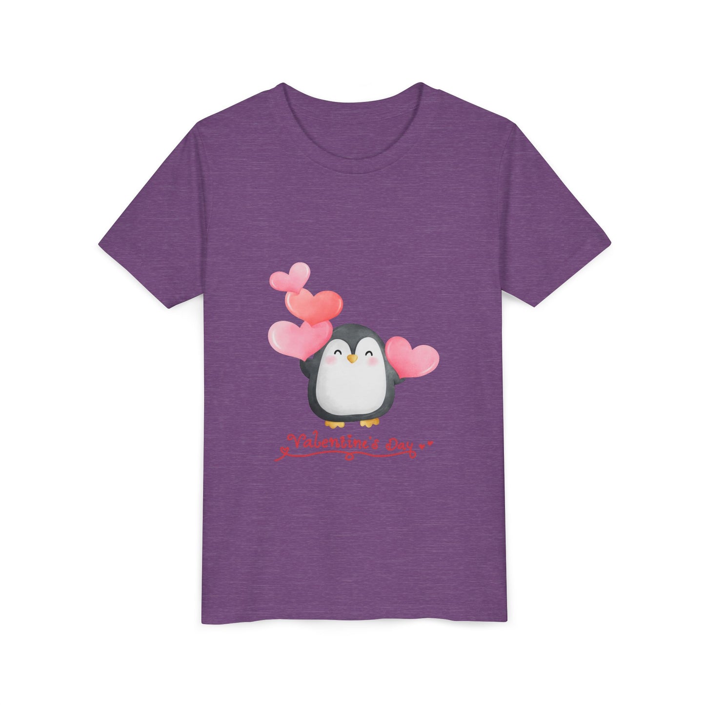 Valentine's Day Youth Tee – Cute Penguin with Hearts