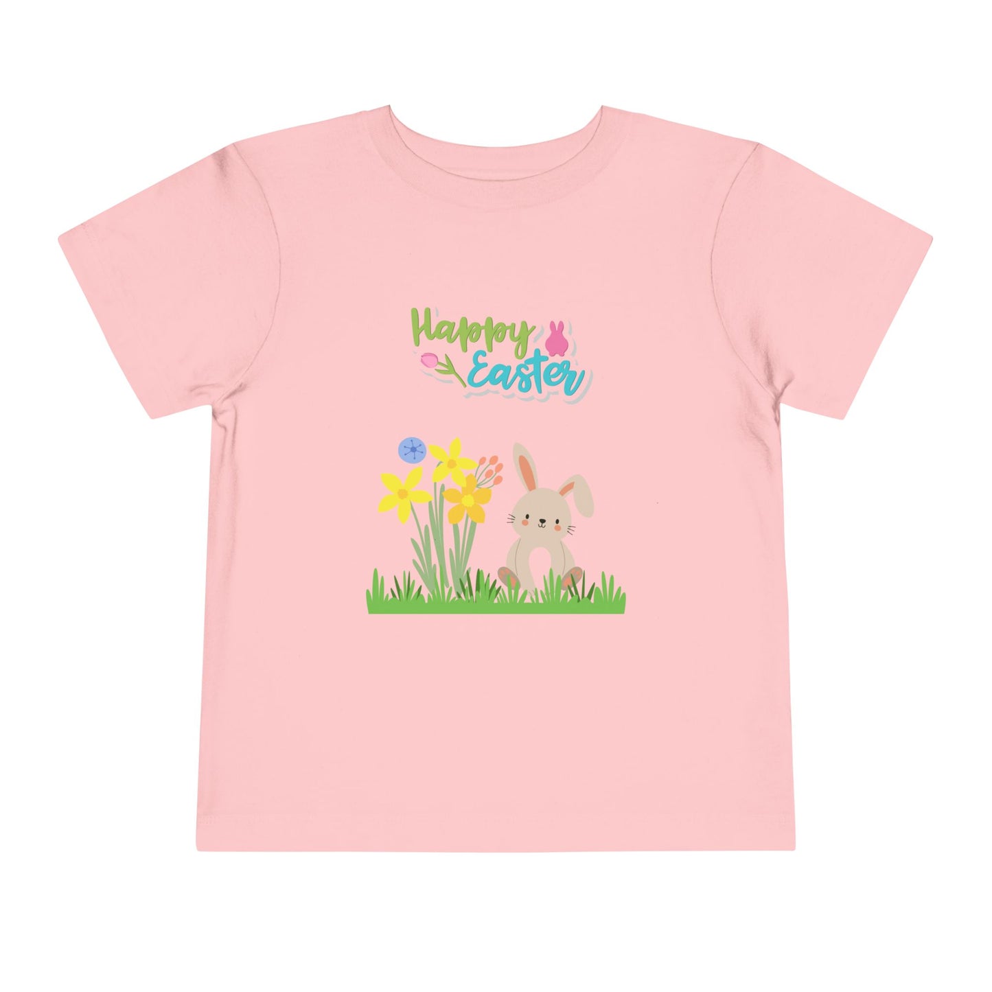 Easter Bunny Toddler Tee – "Happy Easter" Spring Floral Short Sleeve