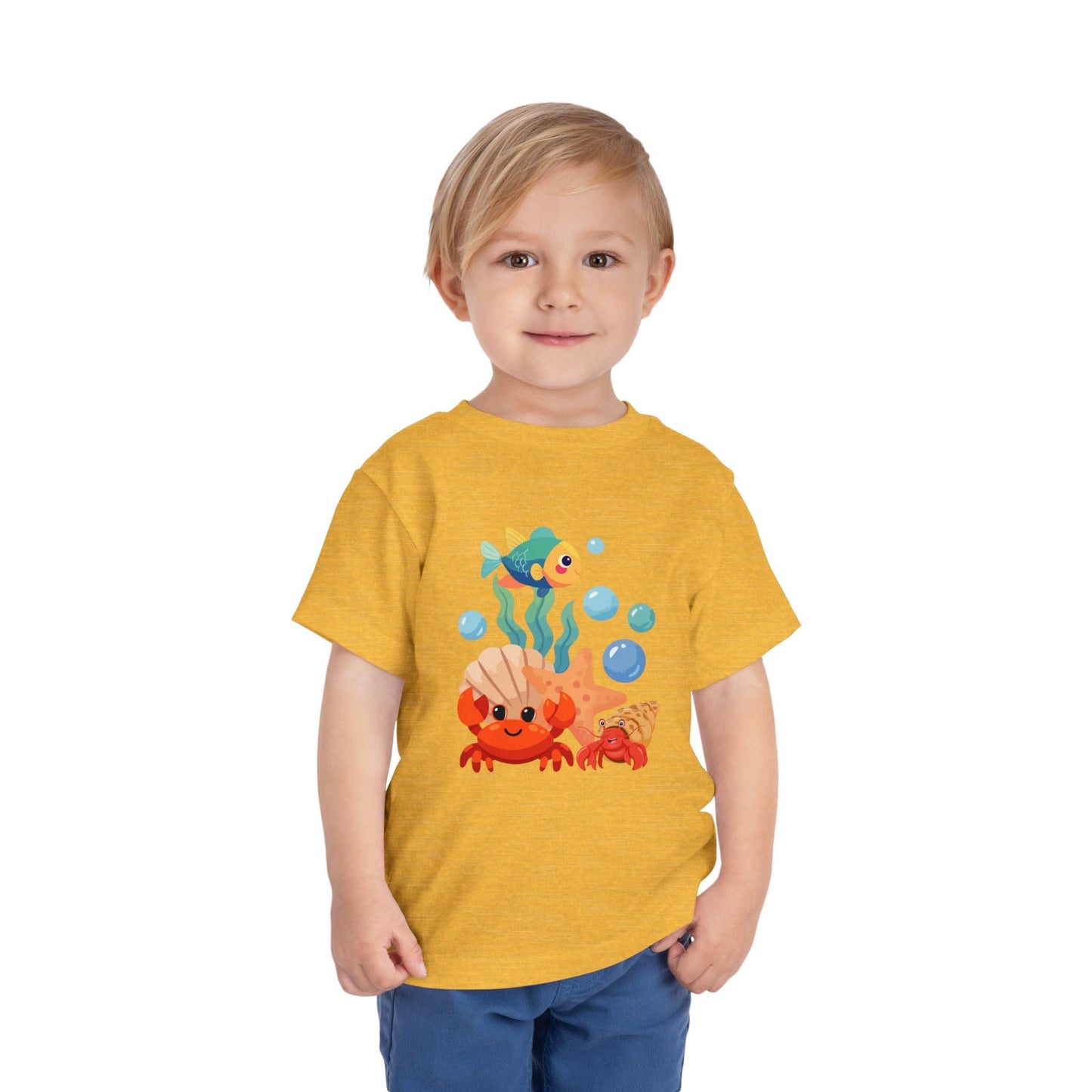 Toddler Tee — Cute Ocean Critters Crab & Fish Graphic Printify