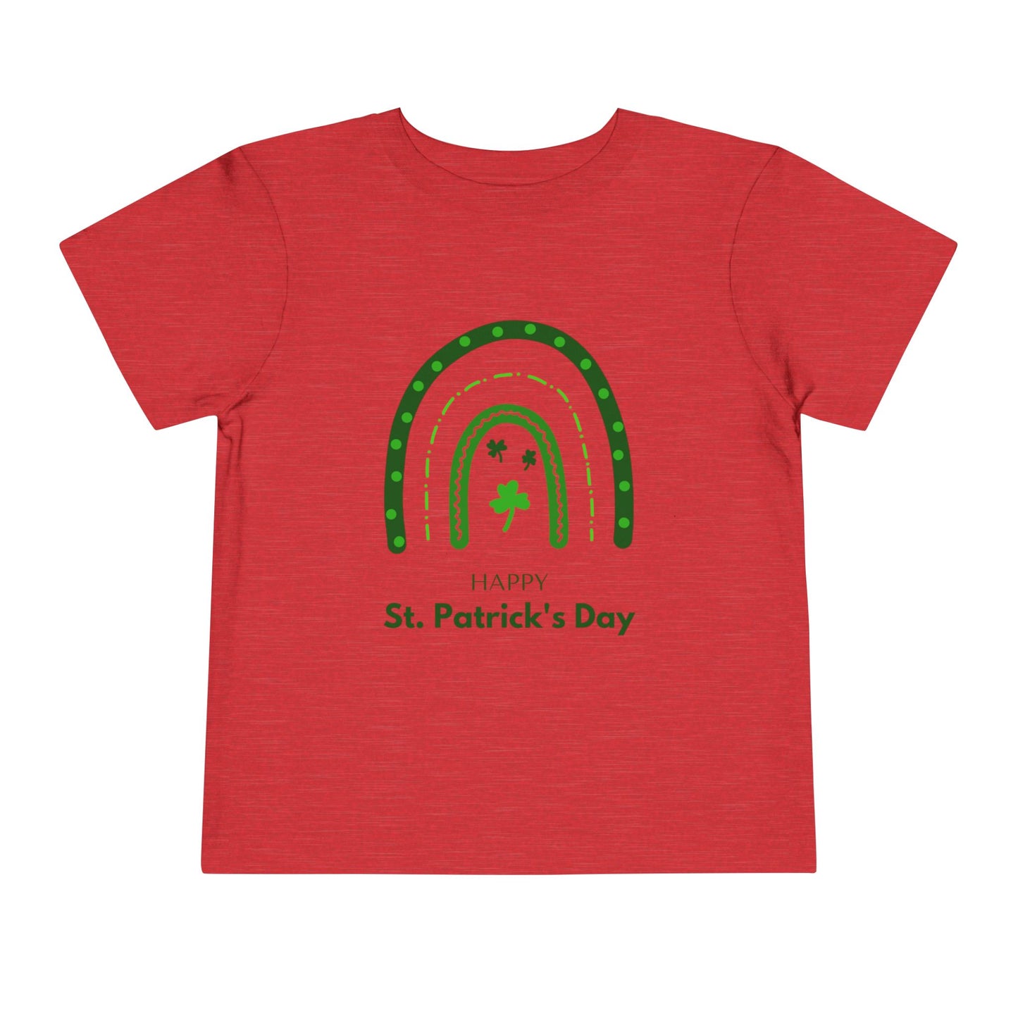 Toddler Tee — "Happy St. Patrick's Day" Green Rainbow & Shamrocks