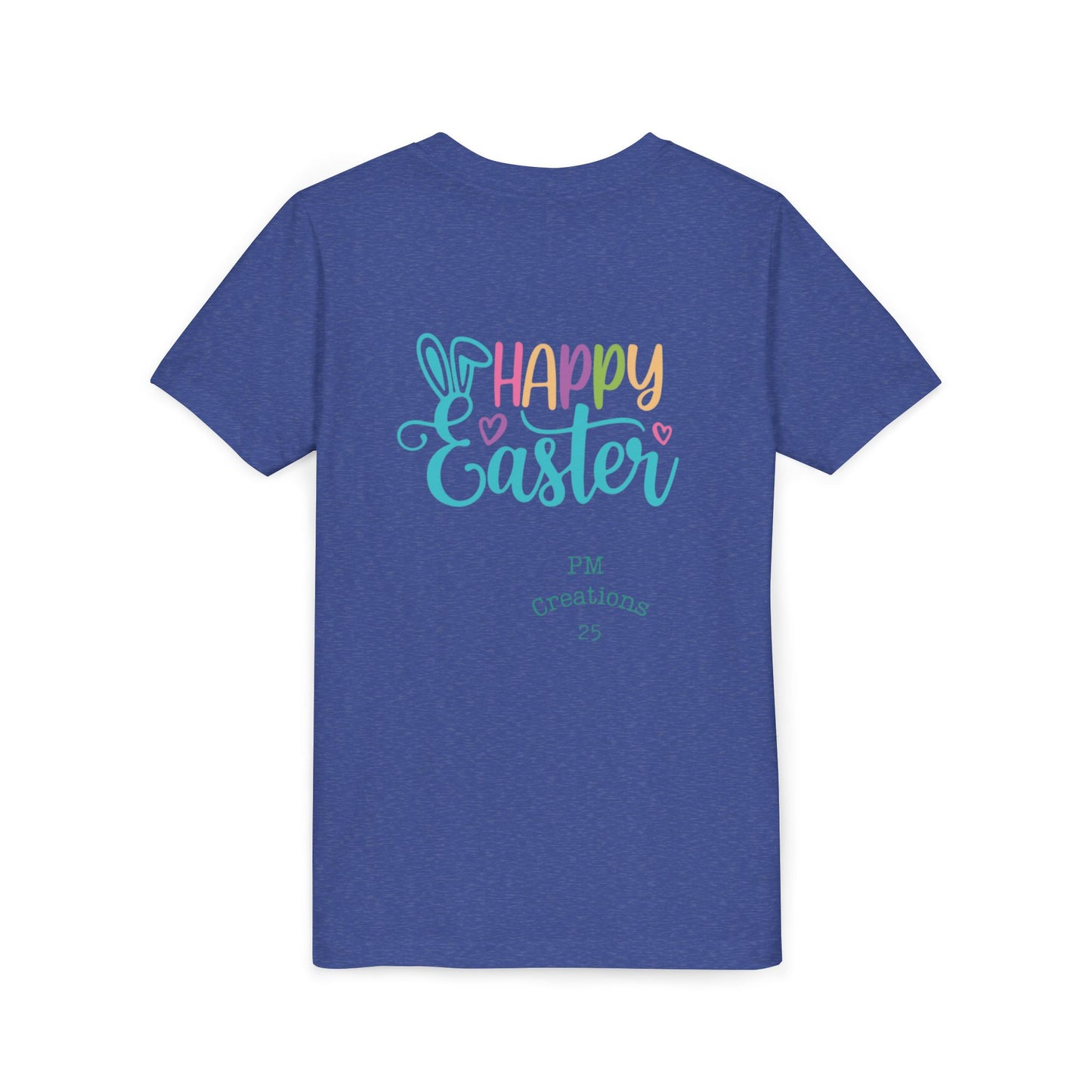 Youth Easter Tee — 'He Is Risen' Cross & 'Happy Easter' Pastel Kids Shirt