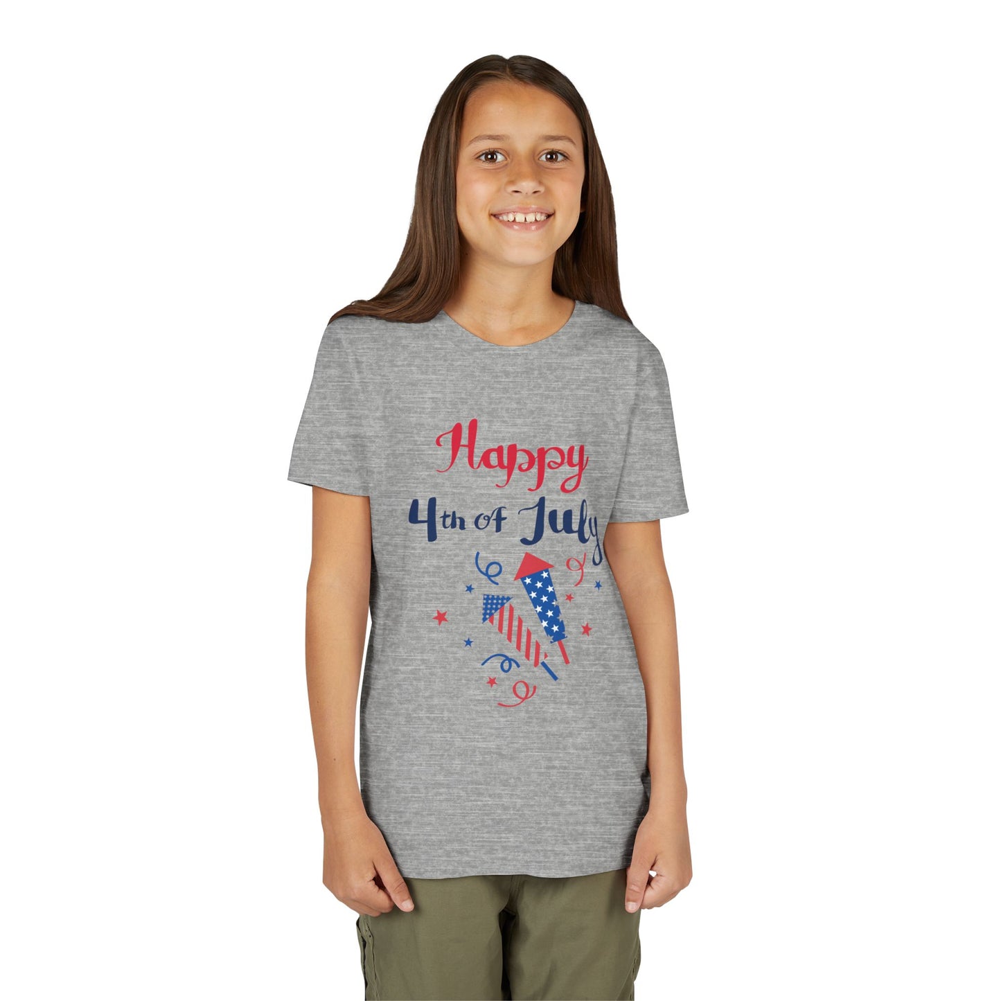 4th of July Youth T‑Shirt – Happy 4th of July Fireworks Graphic
