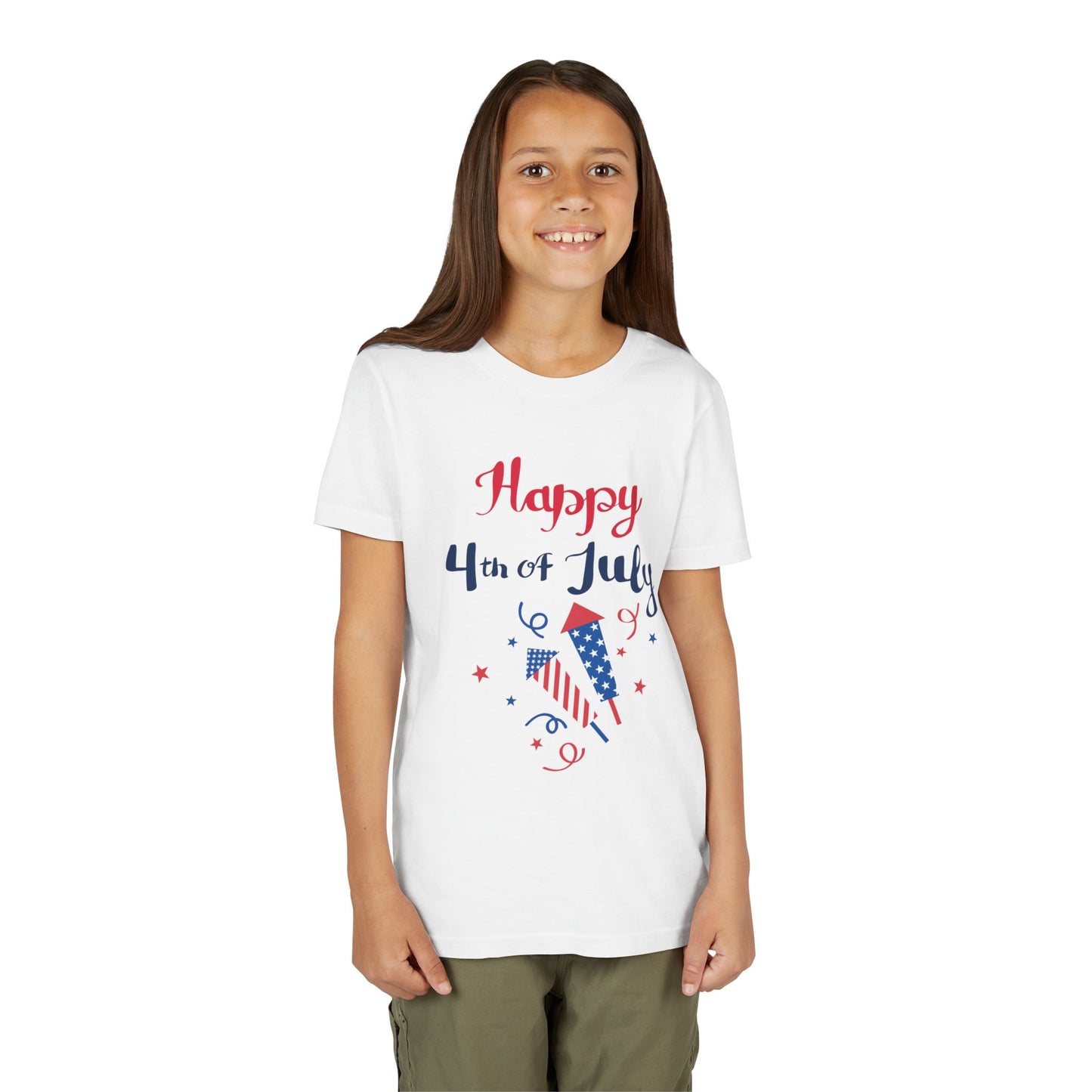 4th of July Youth T‑Shirt – Happy 4th of July Fireworks Graphic