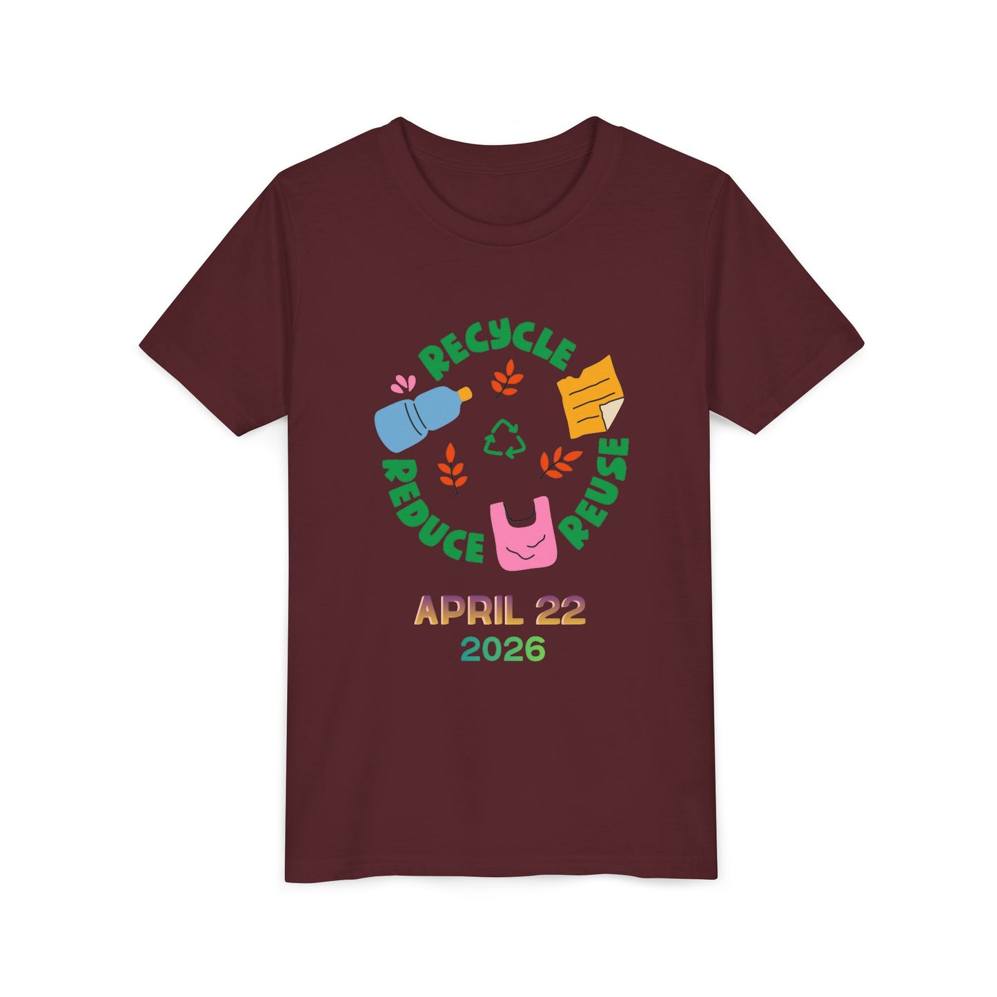 Youth Earth Day Tee – "Recycle Reduce Reuse" April 22 2026