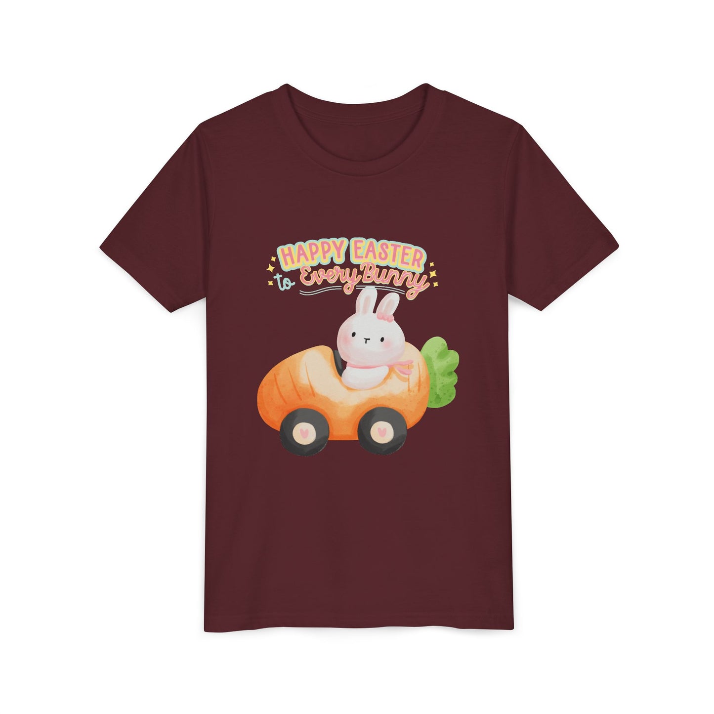 Easter Kids T‑Shirt — "Happy Easter to Every Bunny" Cute Bunny in Car Graphic