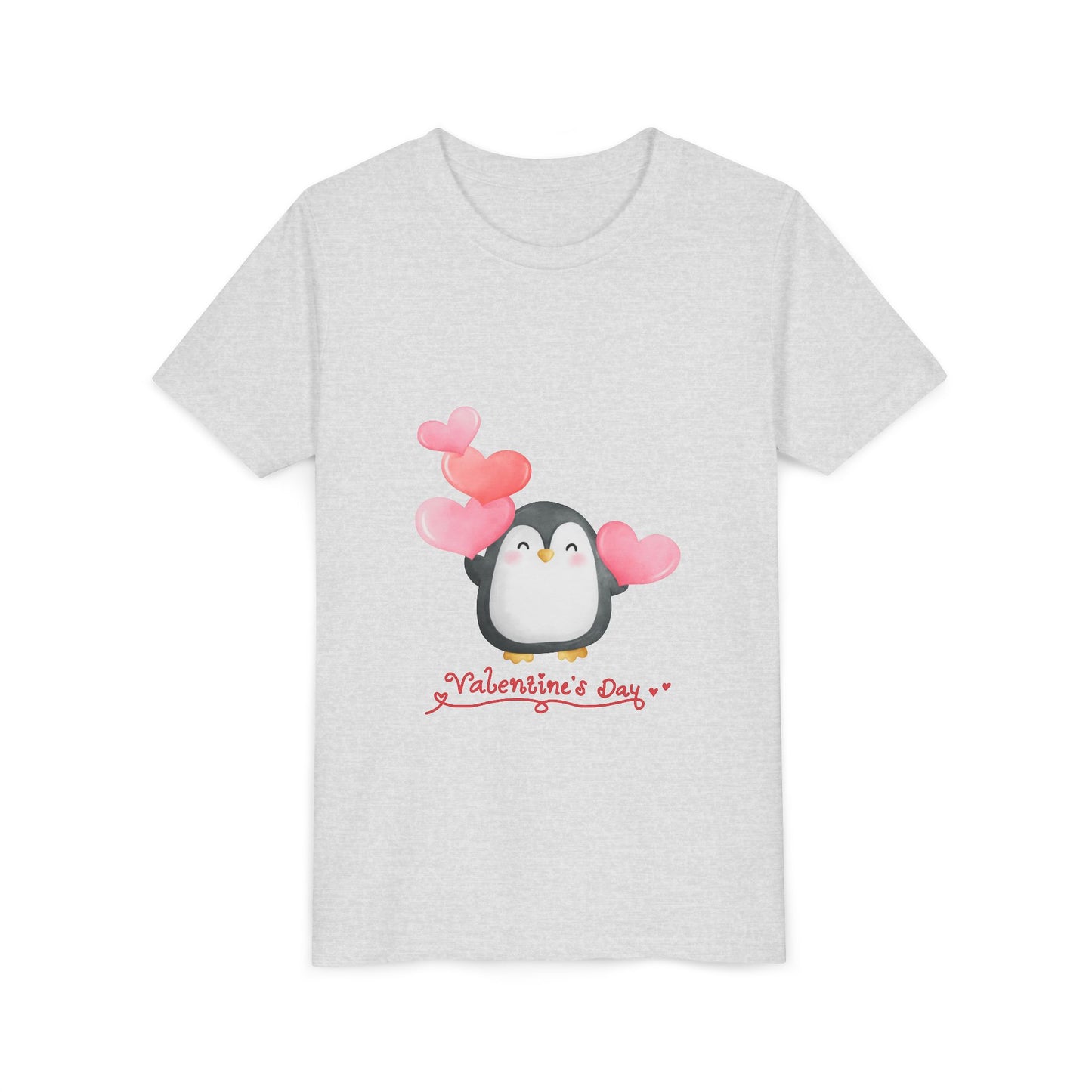 Valentine's Day Youth Tee – Cute Penguin with Hearts