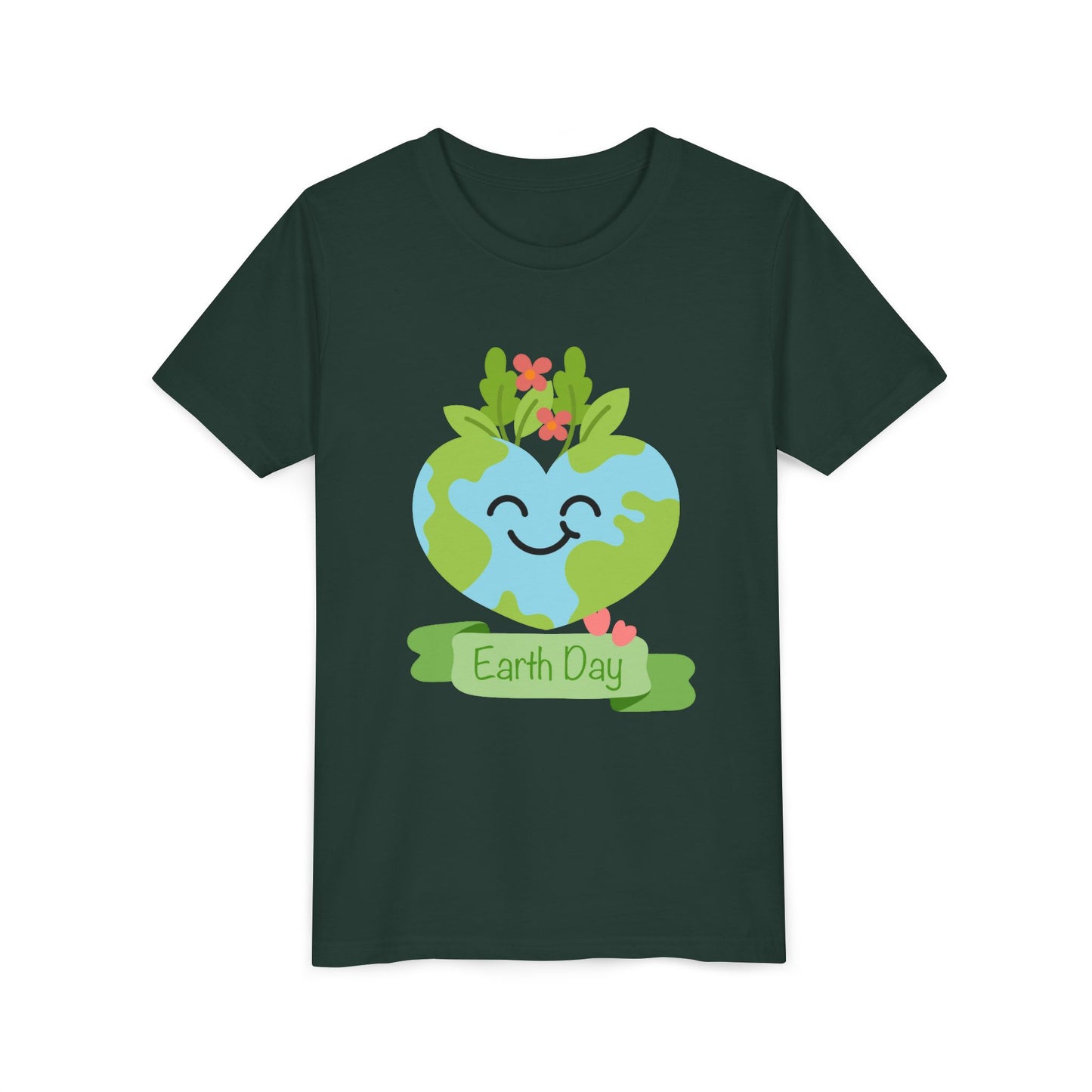 Earth Day Kids T-Shirt - Cute Smiling Heart Earth Design