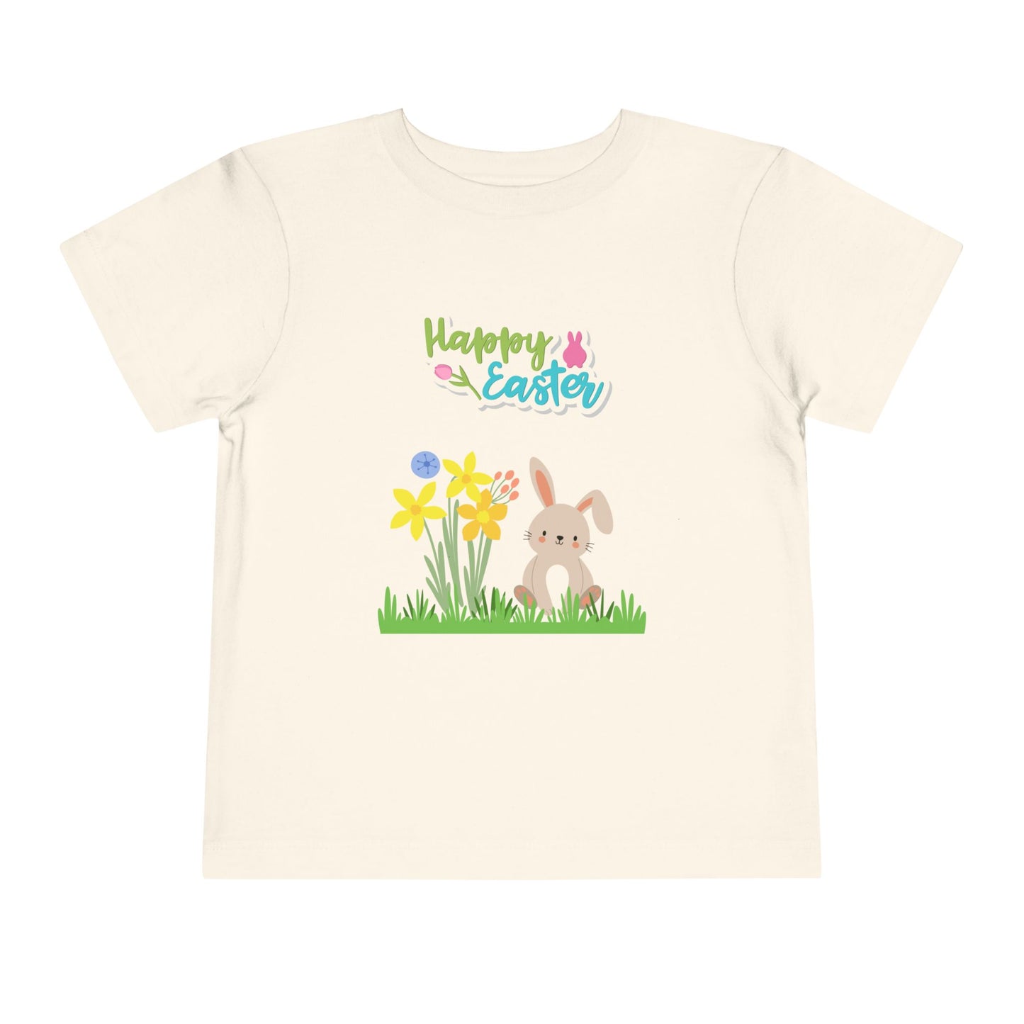 Easter Bunny Toddler Tee – "Happy Easter" Spring Floral Short Sleeve
