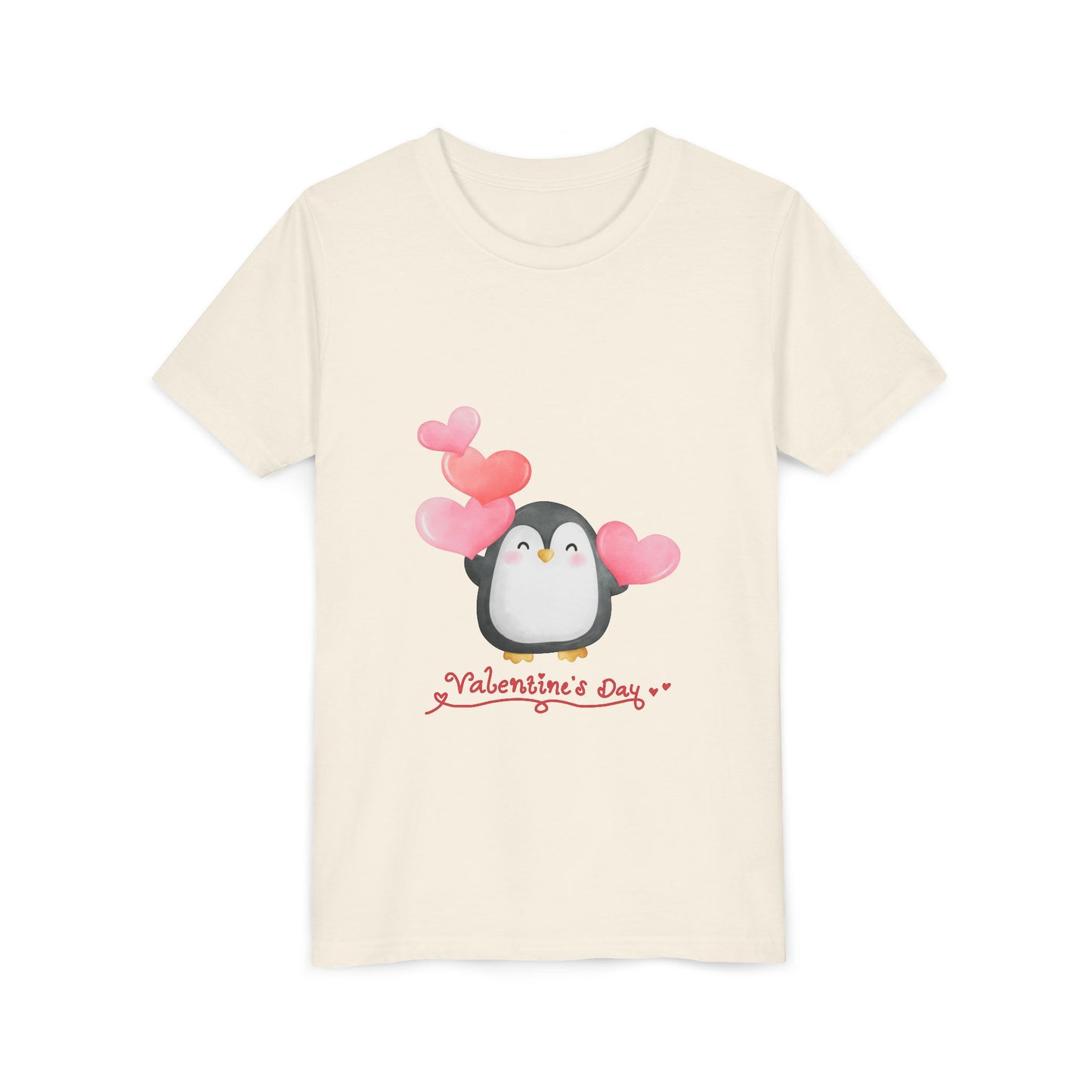 Valentine's Day Youth Tee – Cute Penguin with Hearts