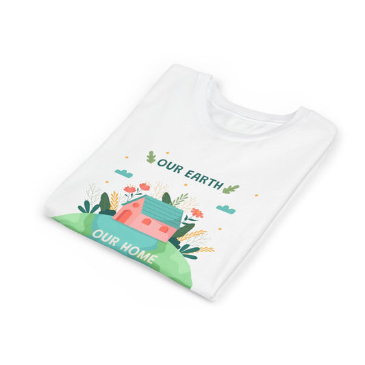 Youth Earth Day Tee - "Our Earth Our Home" Kids Short Sleeve Shirt (April 22, 2026)