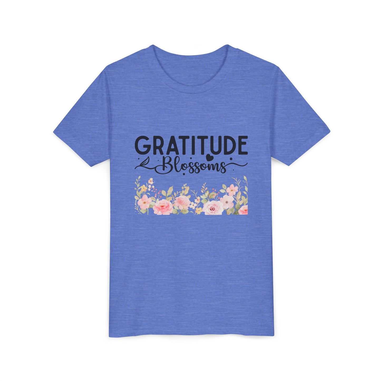 Gratitude Blossoms Youth Tee — Floral Inspirational Kids Shirt