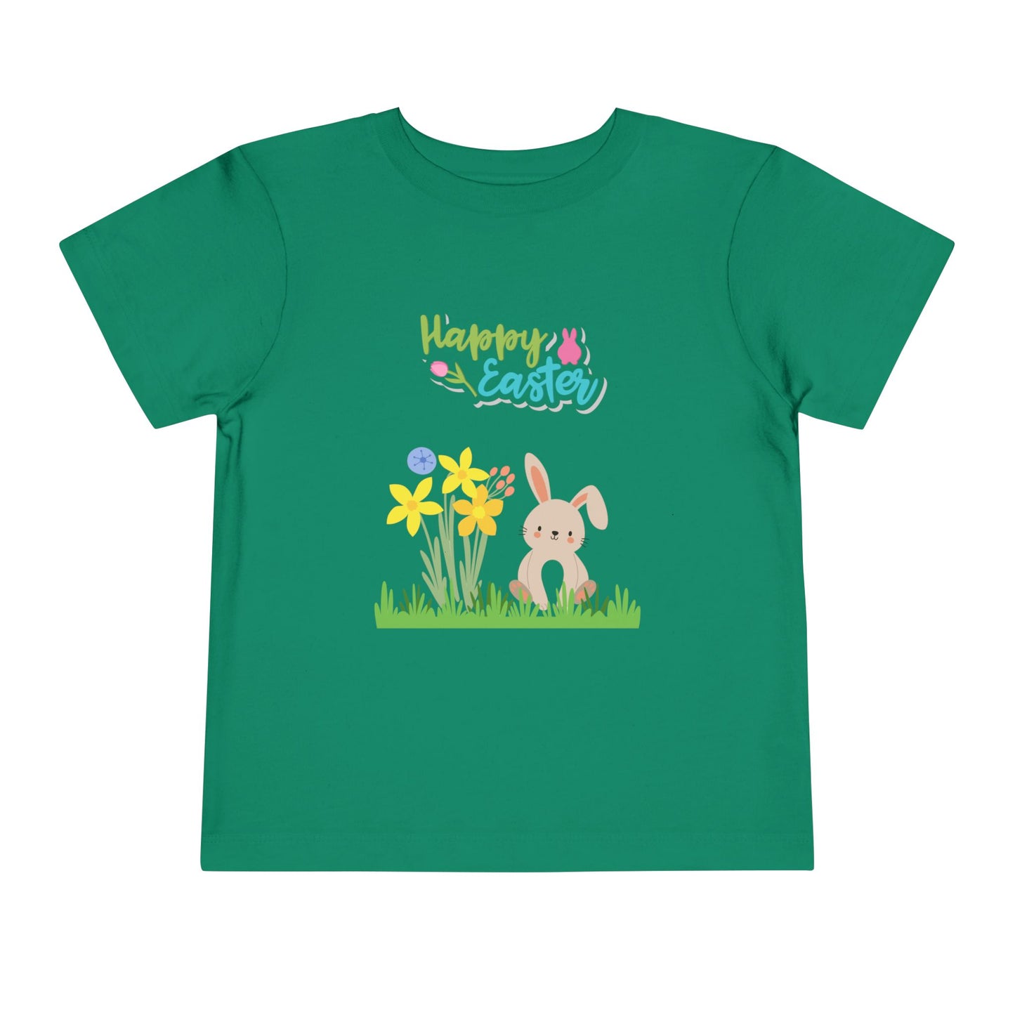 Easter Bunny Toddler Tee – "Happy Easter" Spring Floral Short Sleeve