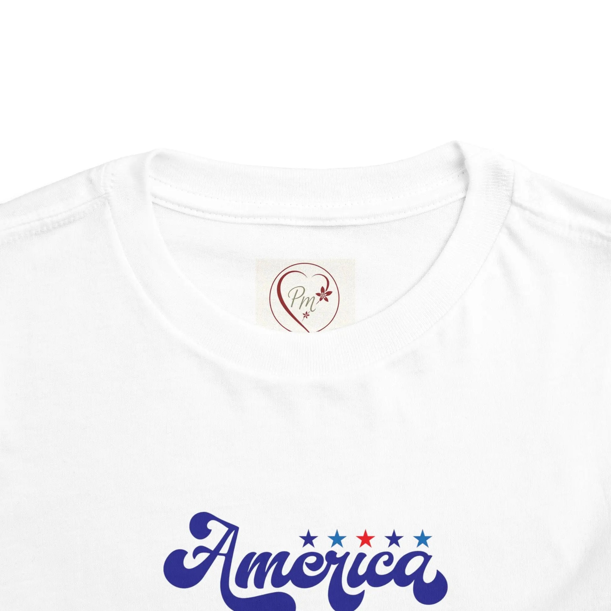 Toddler Tee — "America" Flag Cake with Fireworks | 4th of July Patriotic Kids Shirt, White