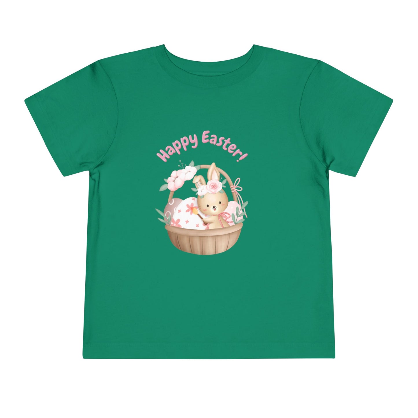 Toddler Tee — "Happy Easter" Bunny Basket Spring Shirt