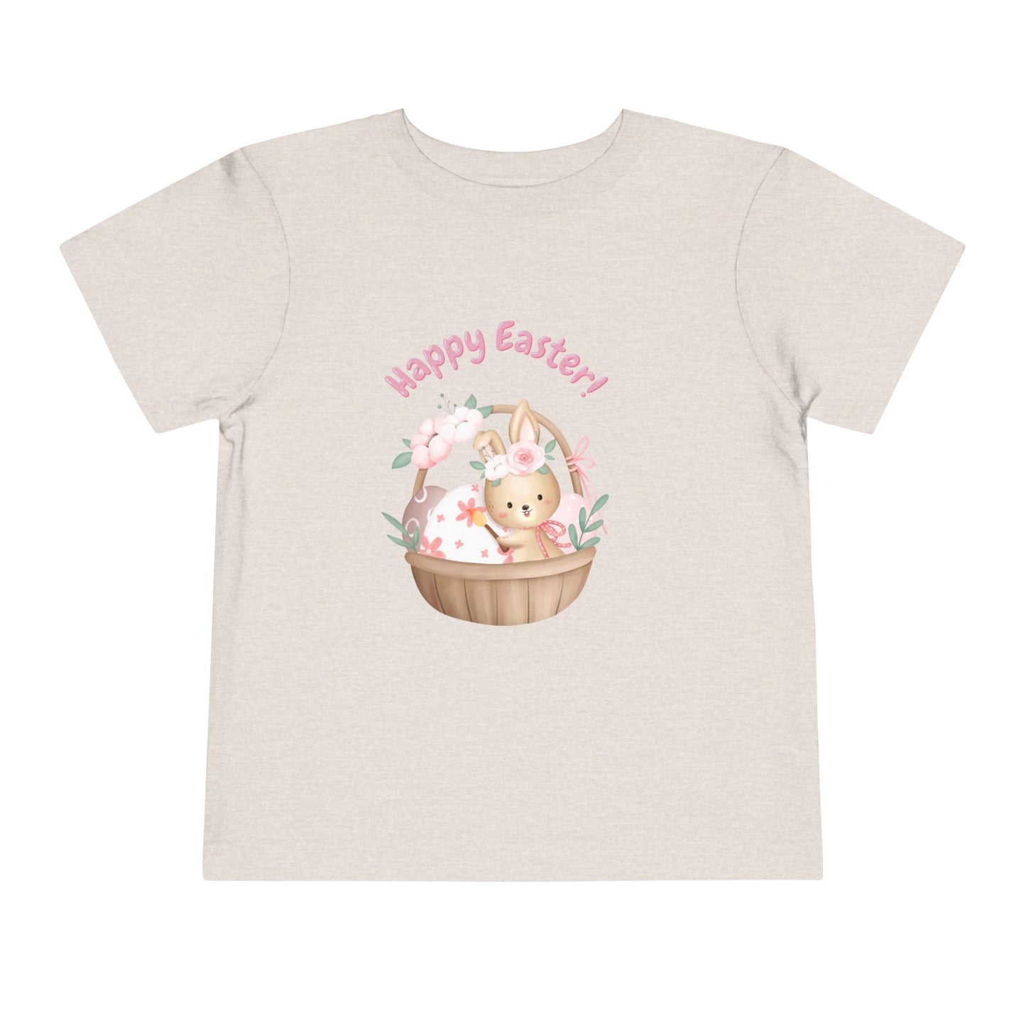 Toddler Tee — "Happy Easter" Bunny Basket Spring Shirt