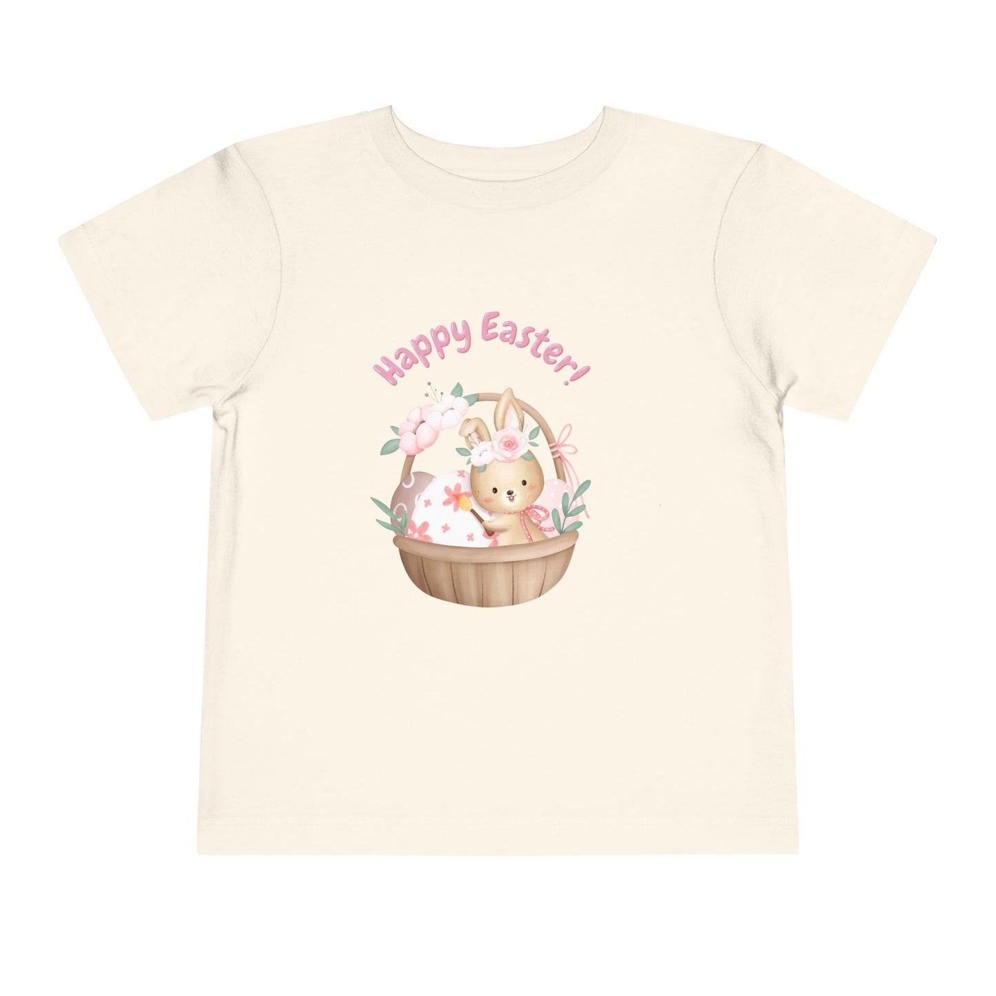Toddler Tee — "Happy Easter" Bunny Basket Spring Shirt