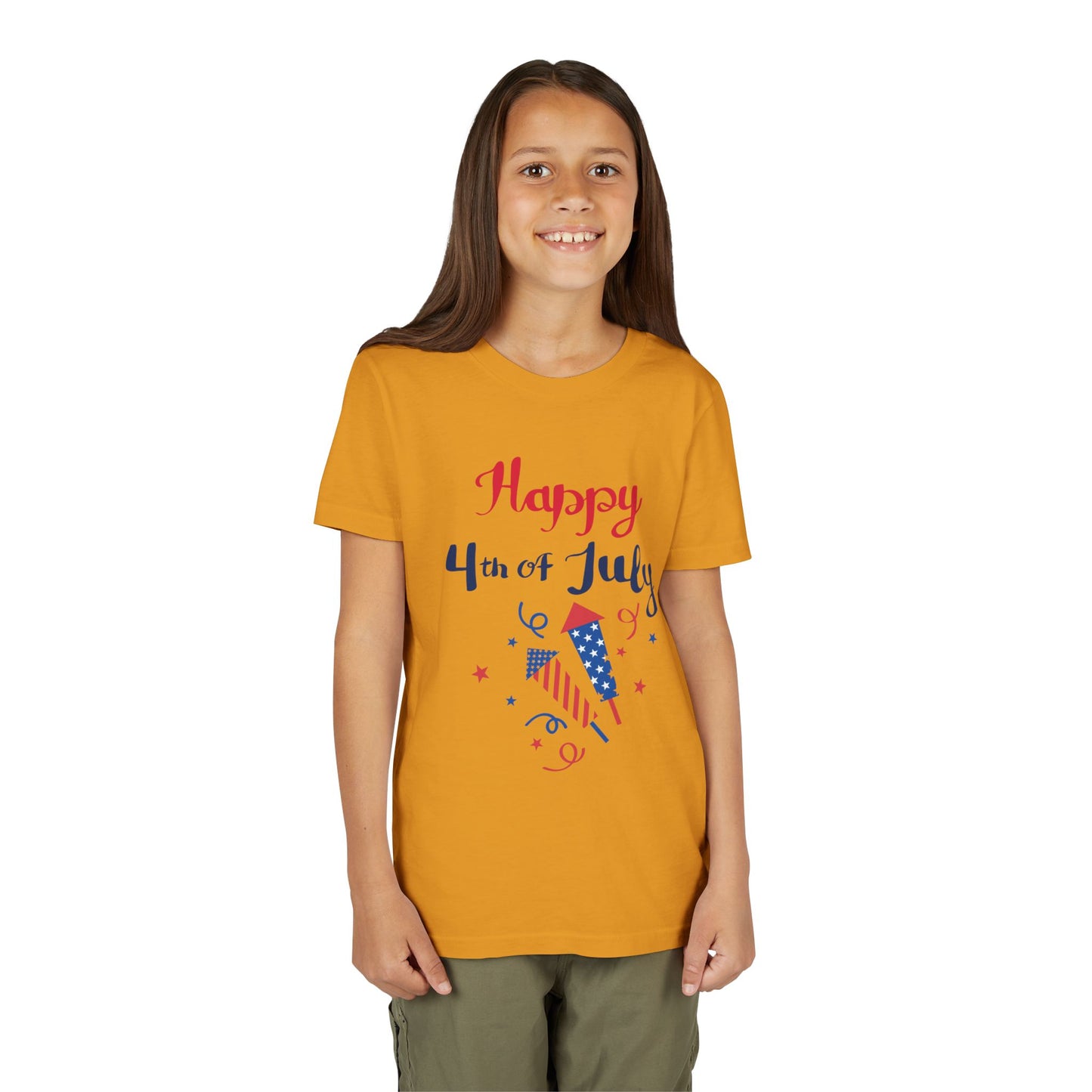 4th of July Youth T‑Shirt – Happy 4th of July Fireworks Graphic