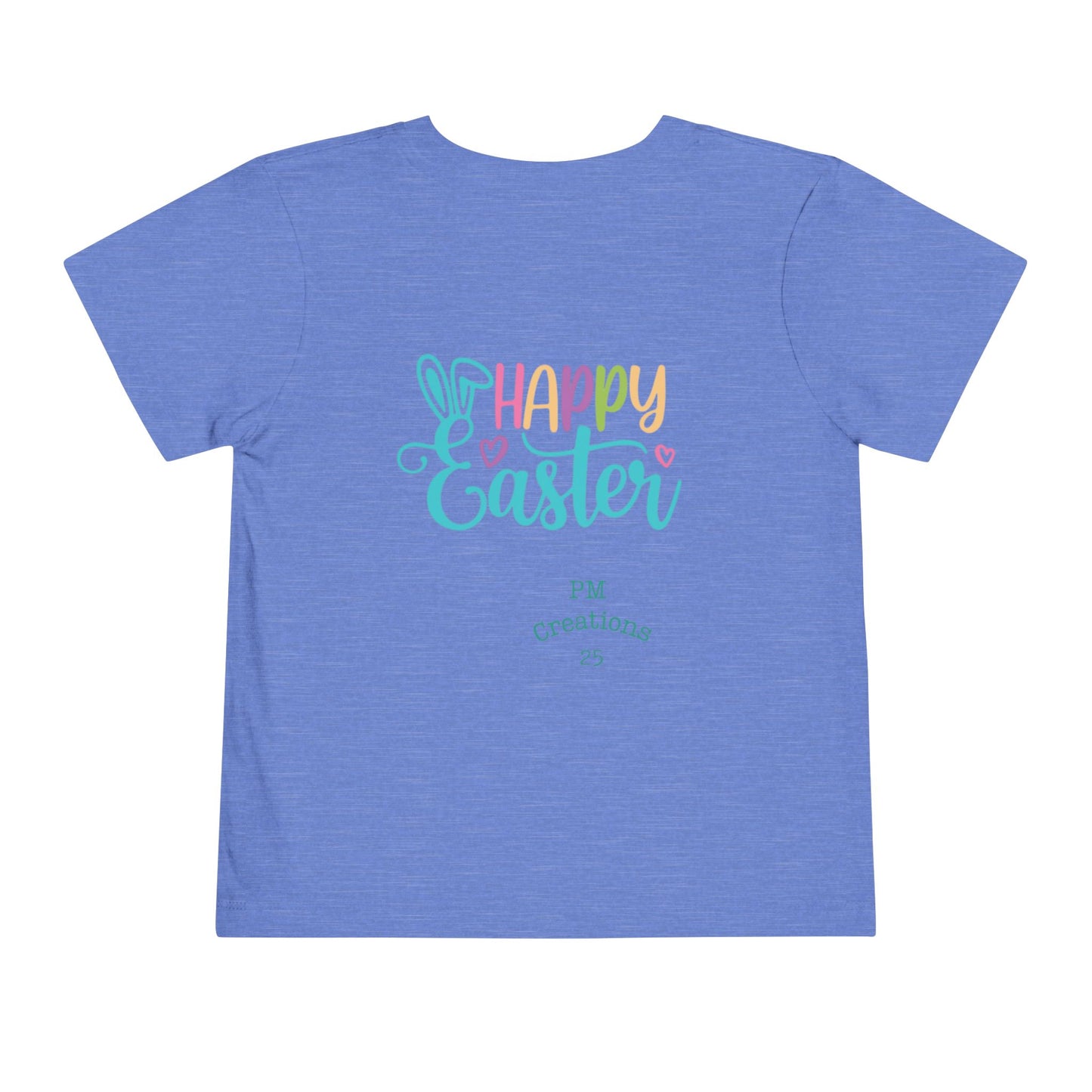 Toddler Tee — "He Is Risen" Easter Cross & Happy Easter Pastel Design
