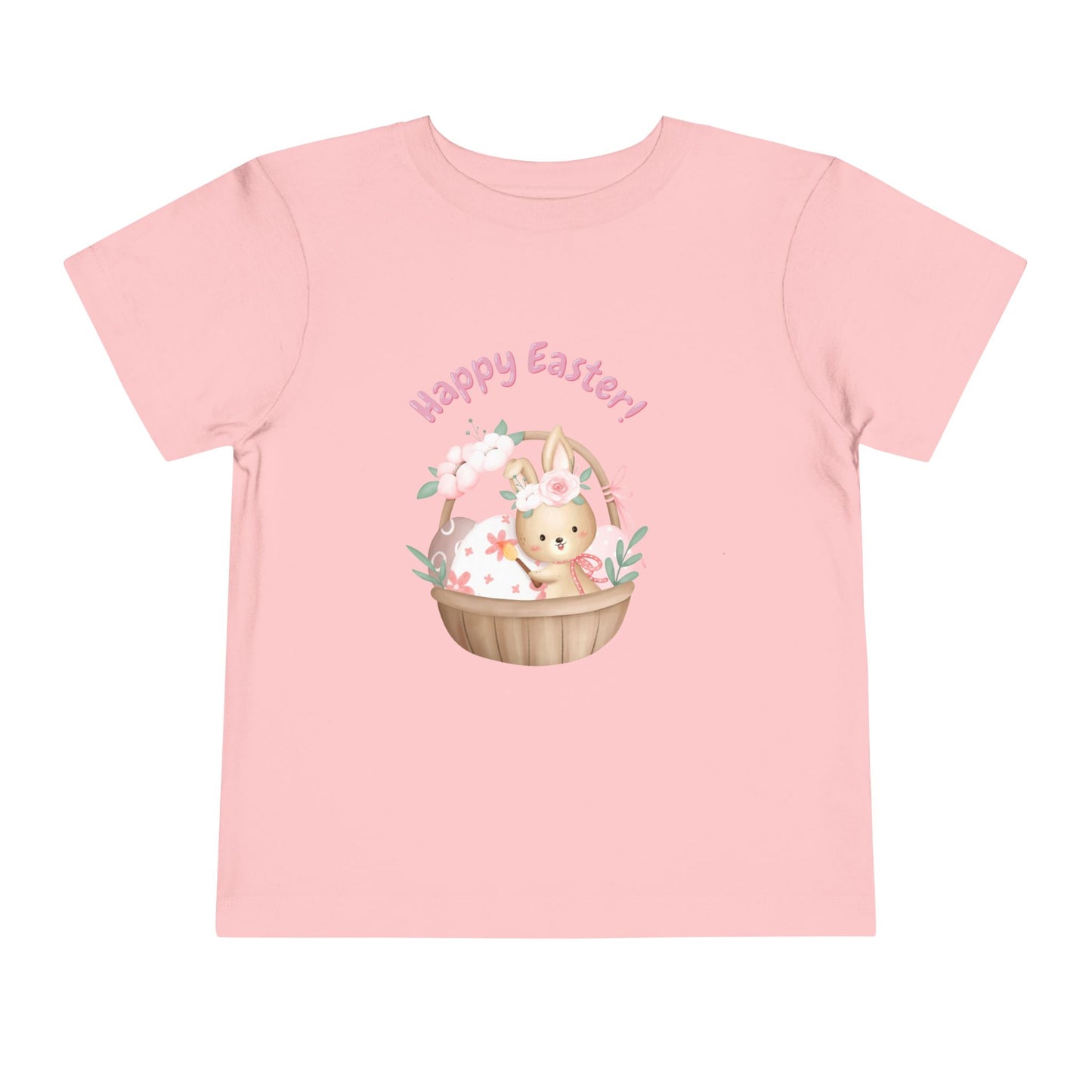 Toddler Tee — "Happy Easter" Bunny Basket Spring Shirt