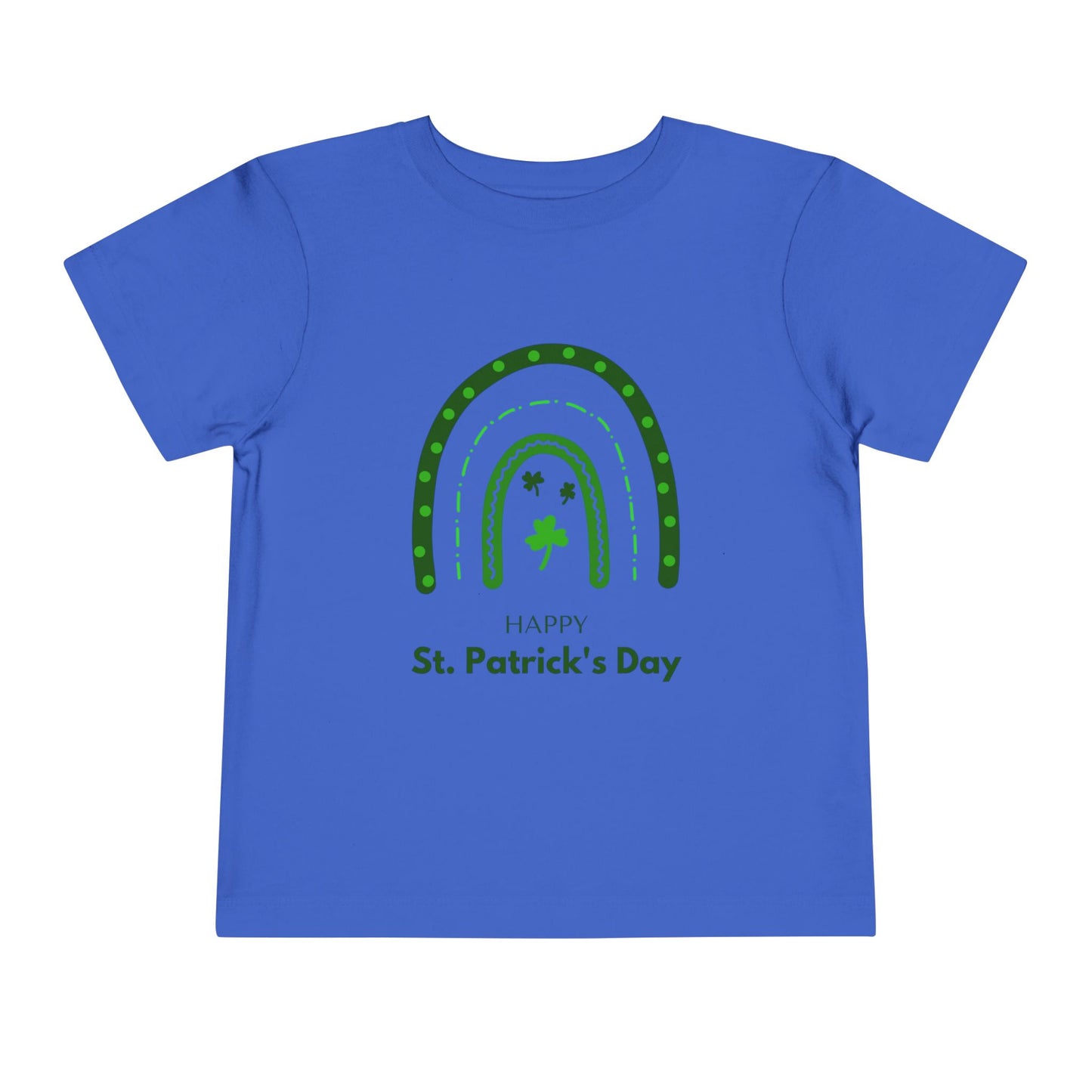 Toddler Tee — "Happy St. Patrick's Day" Green Rainbow & Shamrocks