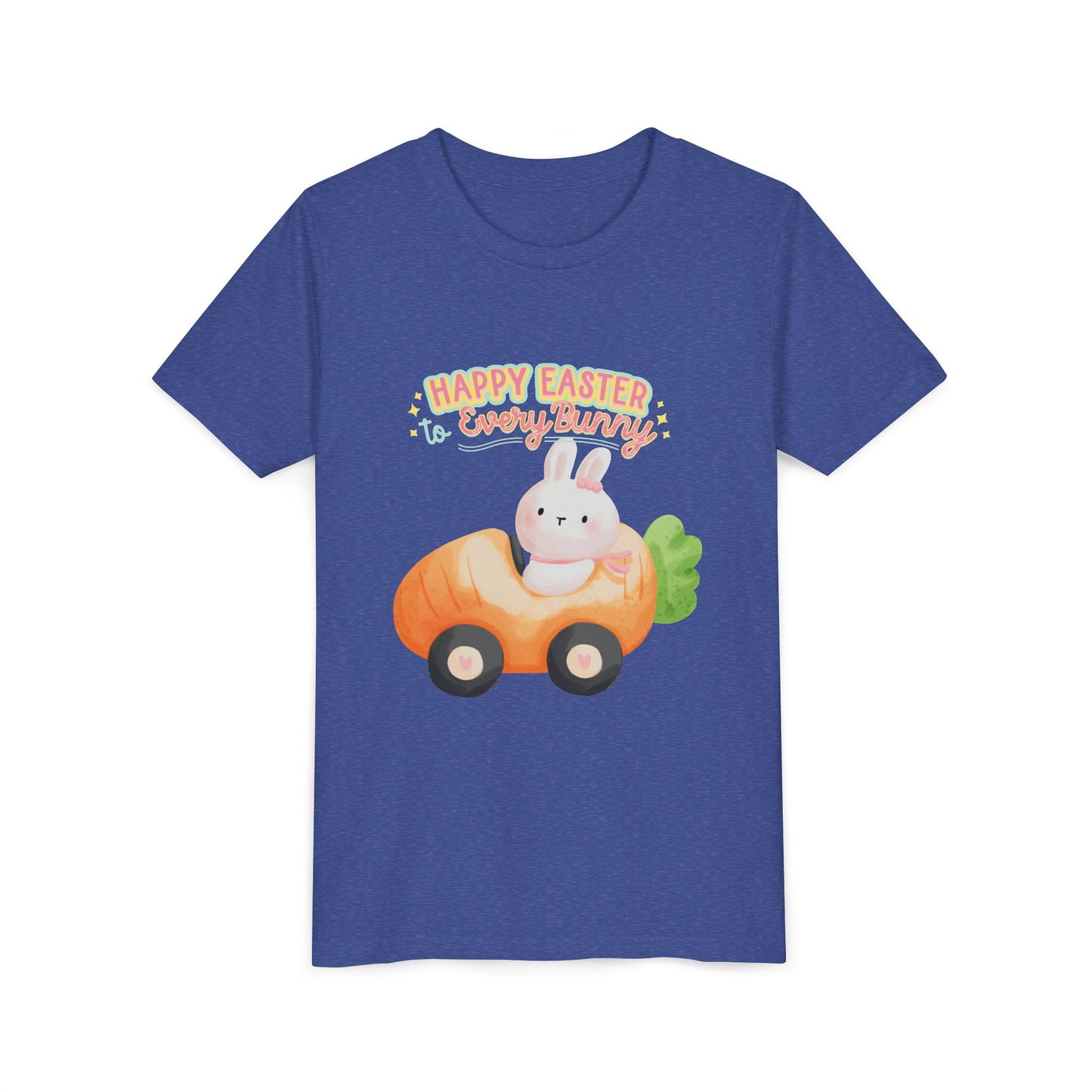 Easter Kids T‑Shirt — "Happy Easter to Every Bunny" Cute Bunny in Car Graphic