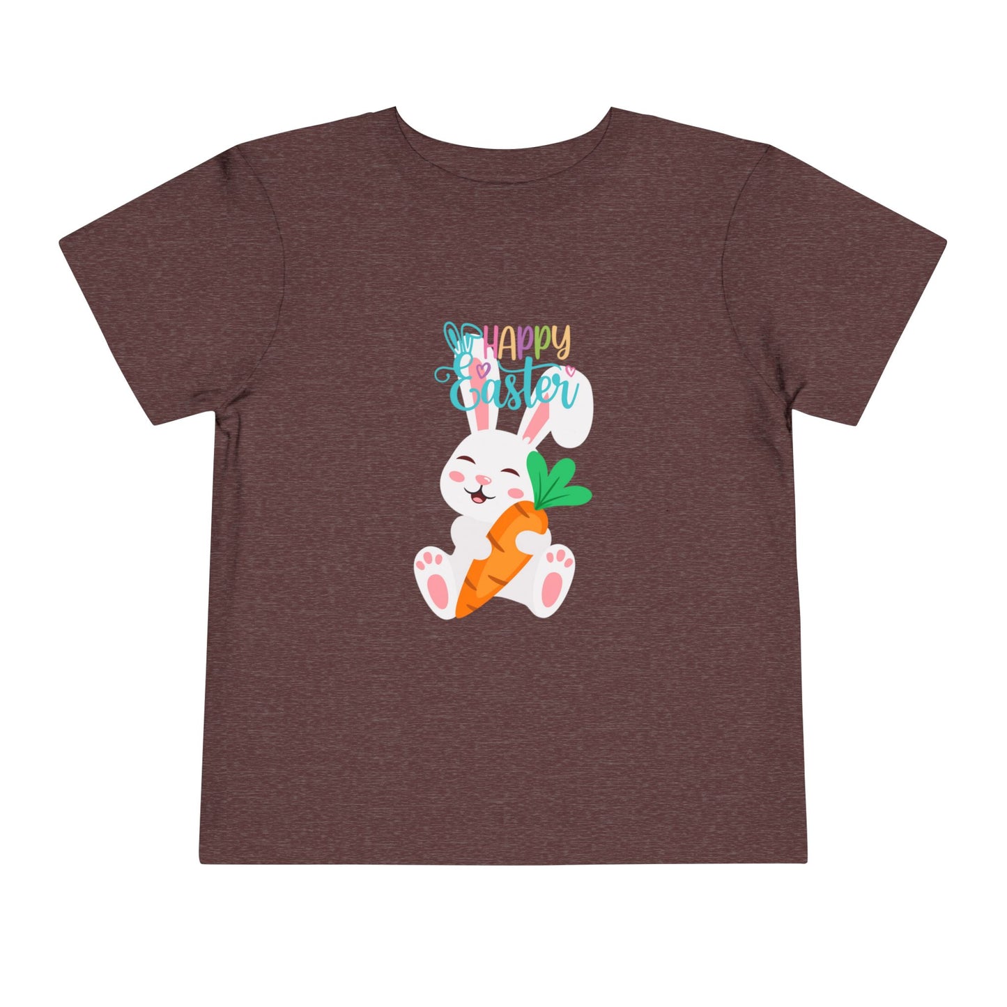 Happy Easter Toddler Tee — "Happy Easter" Pastel Bunny & Carrot Kids Shirt