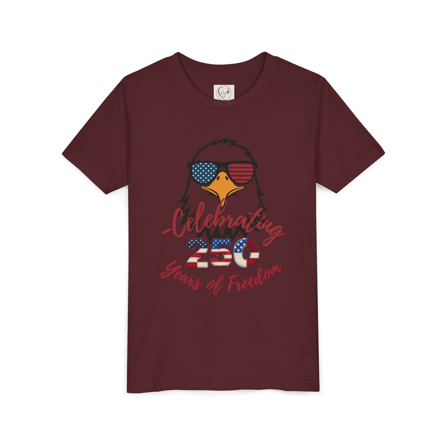 Youth Tee - 'Celebrating 250 Years of Freedom' Eagle with American Flag Sunglasses