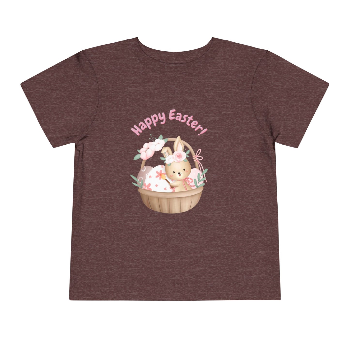 Toddler Tee — "Happy Easter" Bunny Basket Spring Shirt