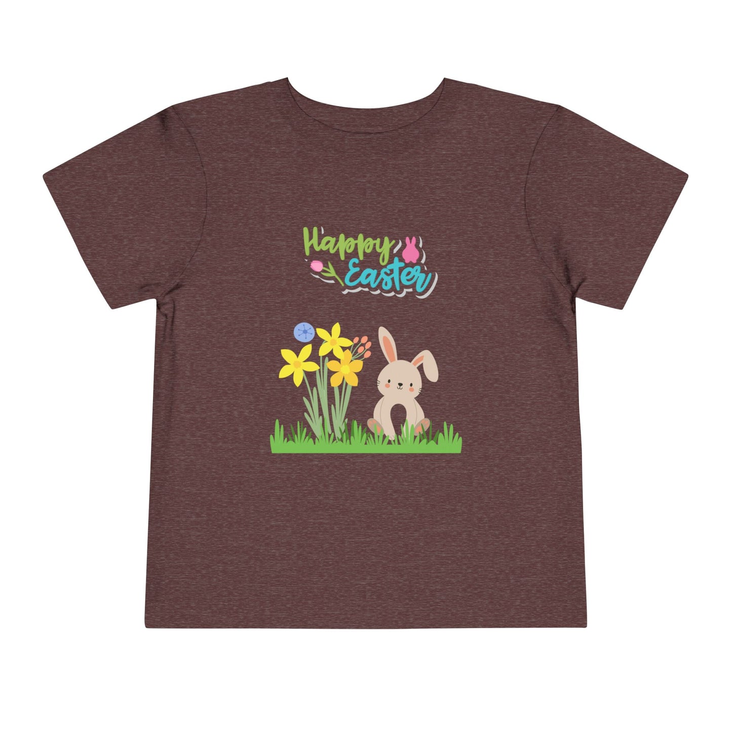 Easter Bunny Toddler Tee – "Happy Easter" Spring Floral Short Sleeve