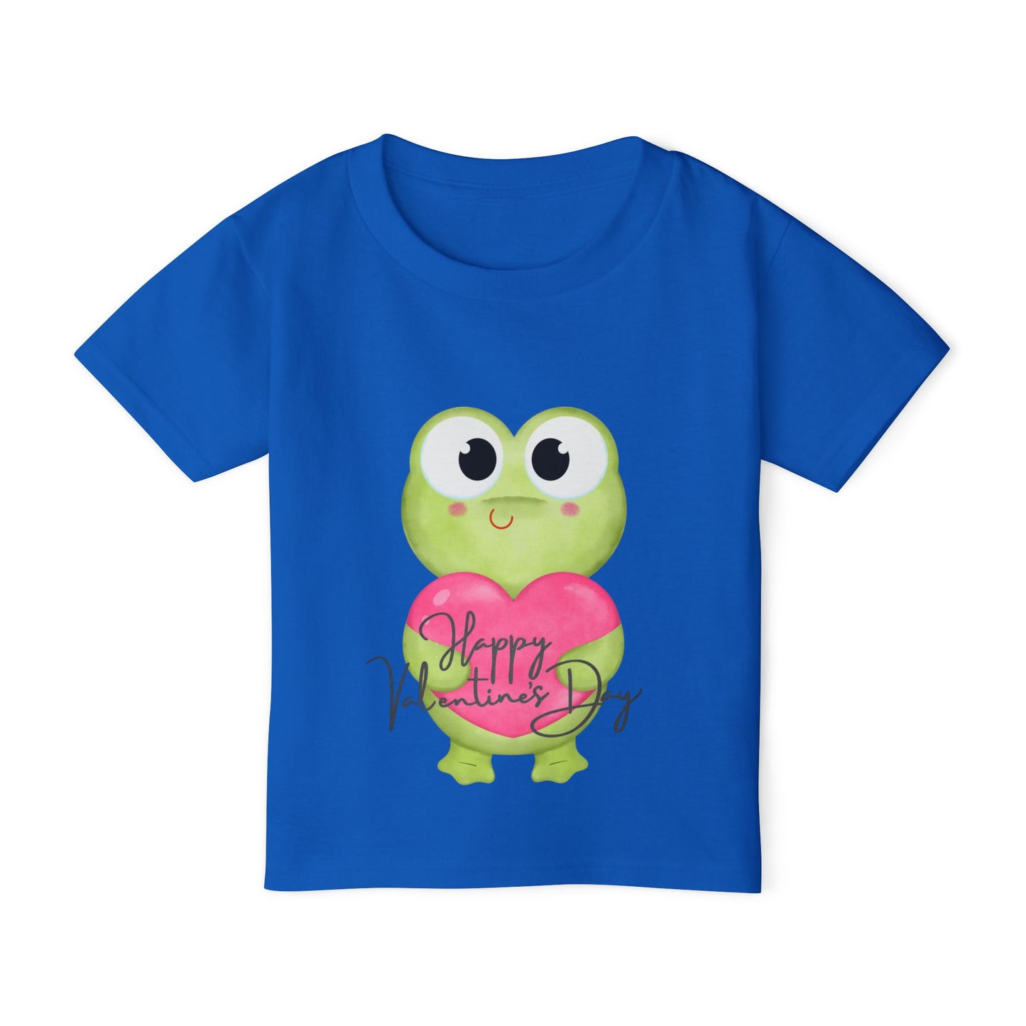 Toddler T‑Shirt — Cute Frog Holding Heart “Happy Valentine’s Day” Kids Tee