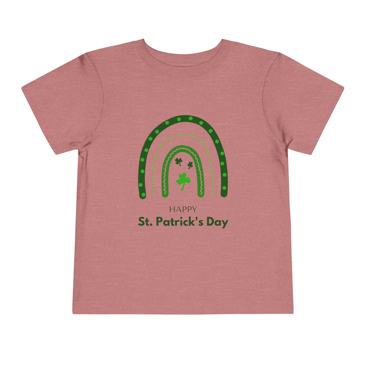 Toddler Tee — "Happy St. Patrick's Day" Green Rainbow & Shamrocks